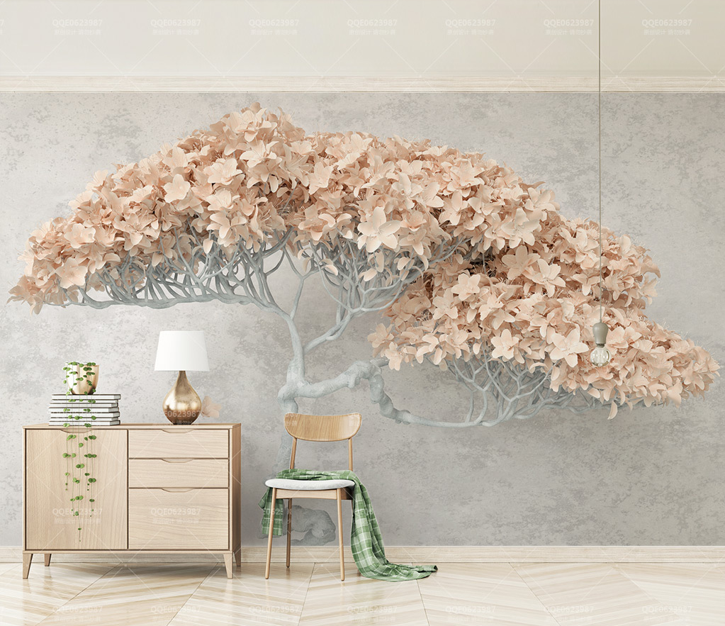 Beige Willow 3D Tree Wallpaper Murals - Peel and Stick Removable Wallpaper for Bedroom, Living Room & Nursery - Nature Inspired Home Decor