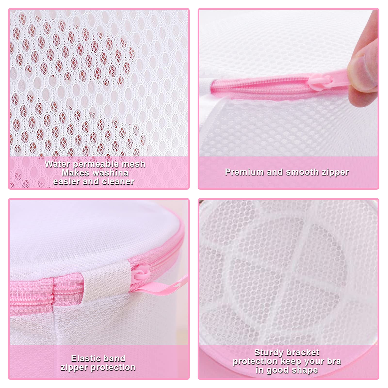 JMEXSUSS Premium Mesh Laundry Bags for Bras, Lingerie & Delicates - 4 Pack with Heavy Duty Zipper | Gentle Washing Protection for Travel, Gym & Home Use