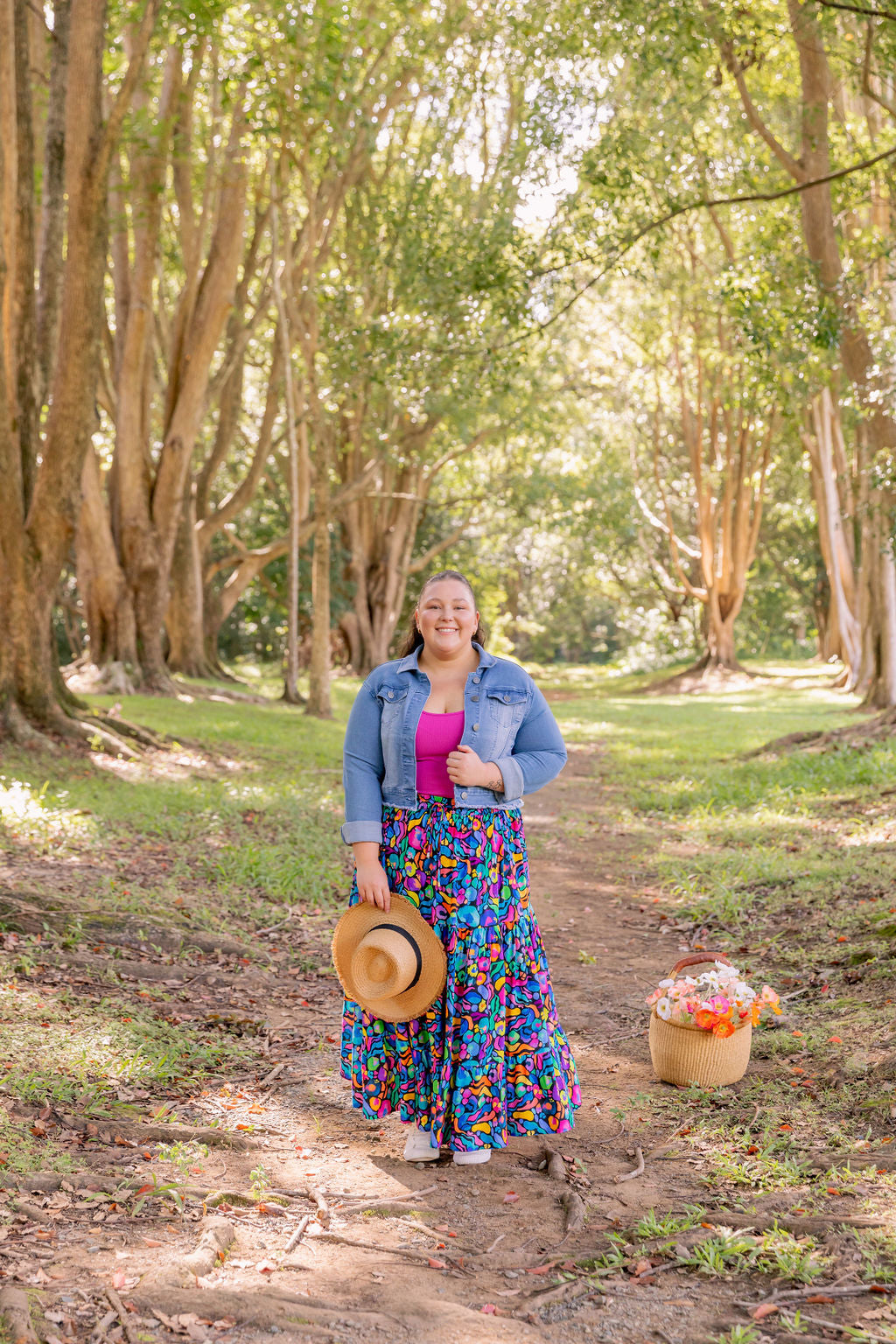 Kasey Rainbow African Print Carrie Skirt - Stylish Floral Midi Skirt for Women, Perfect for Summer Outfits, Beach Vacations & Boho Fashion