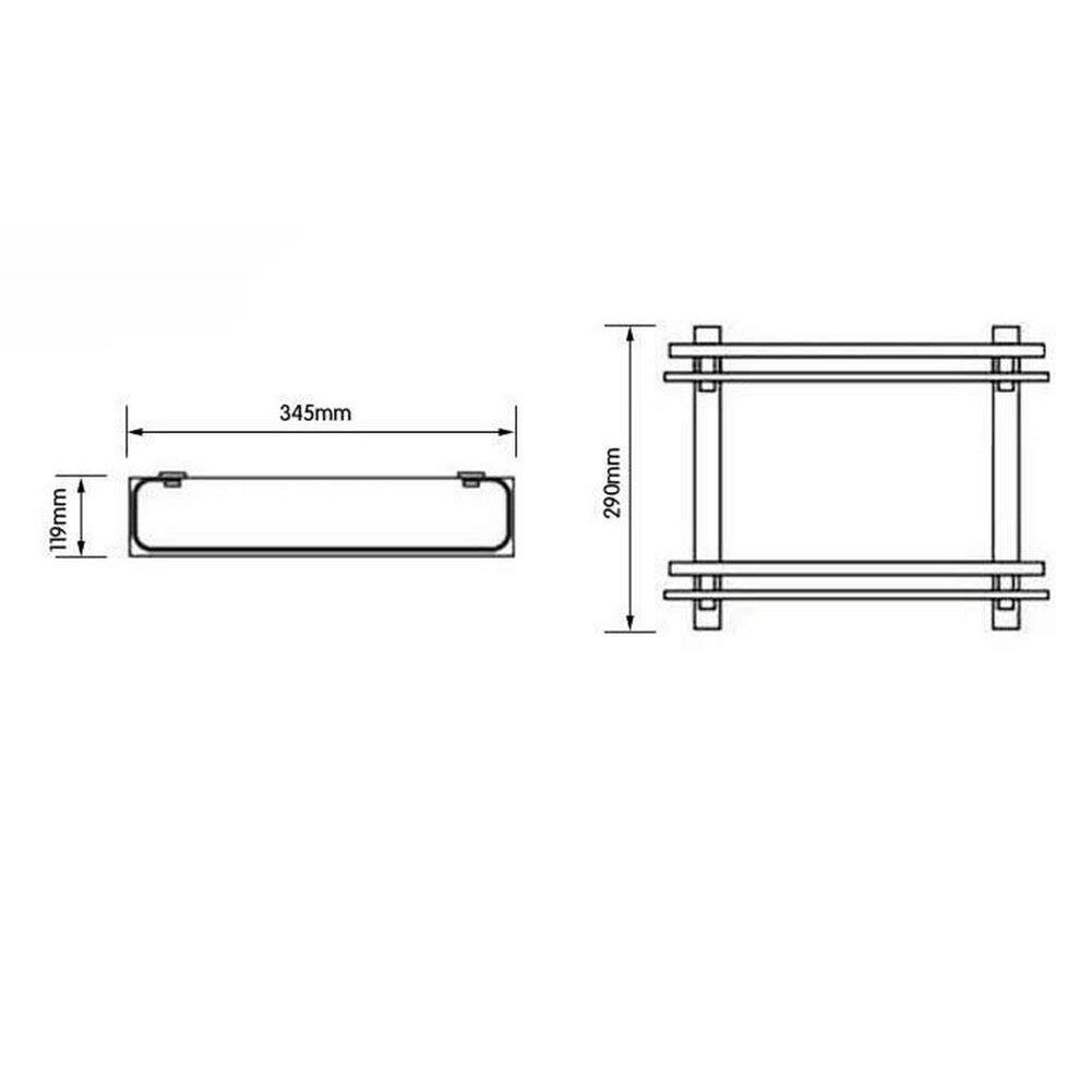 Wall Mounted Bathroom Glass Shelf - 2-Tier Silver Rectangular Storage Shelf for Bathroom, Kitchen & Living Room - Perfect for Organizing Toiletries, Spices & Decor Items