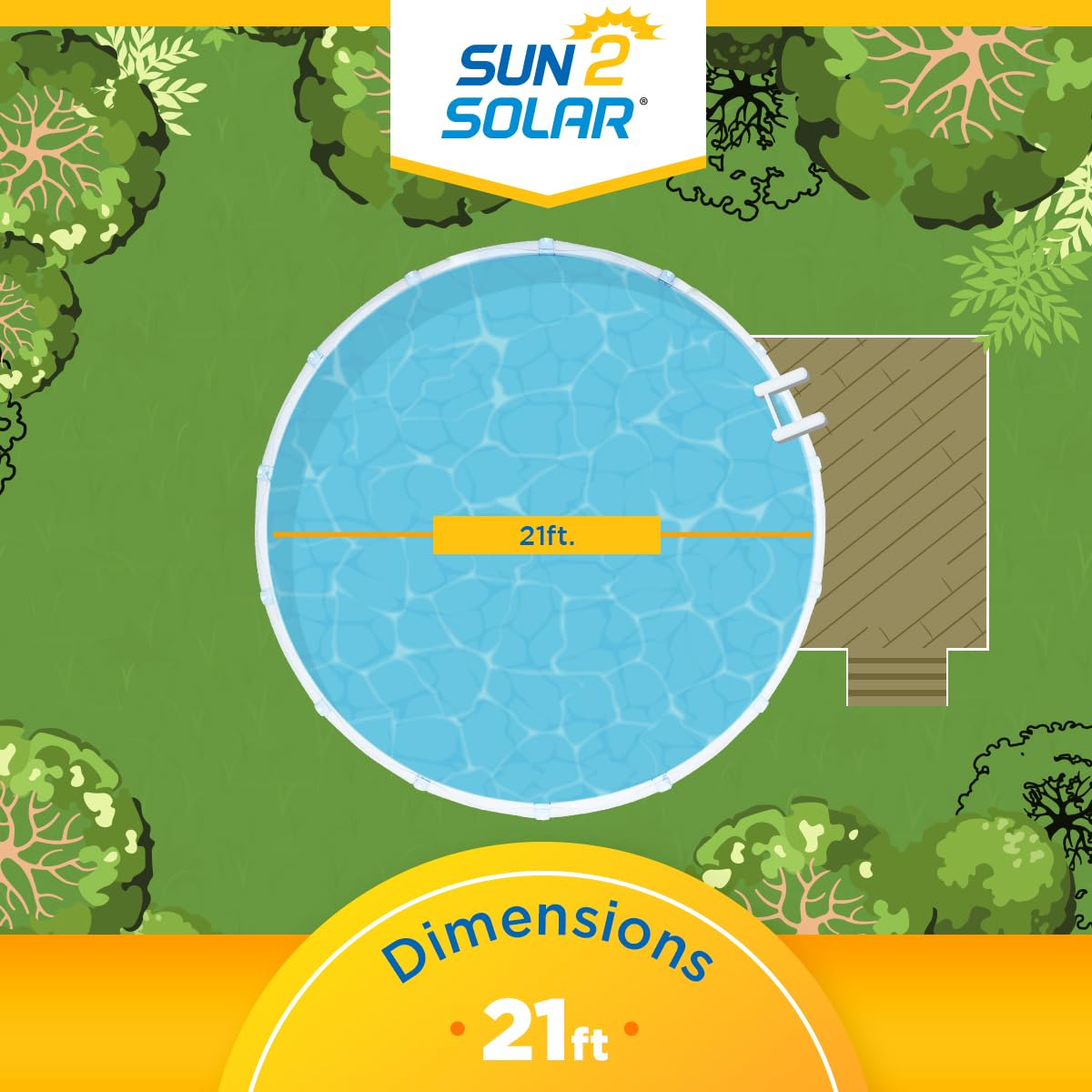 Sun2Solar Clear 21 ft Round Pool Solar Cover | 1200 Series | Heat Retaining Blanket for Inground & Above Ground Pools | Bubble Solar Heating Blanket | Harness Solar Energy to Warm Your Pool | Perfect for Summer Swimming & Extending Pool Season