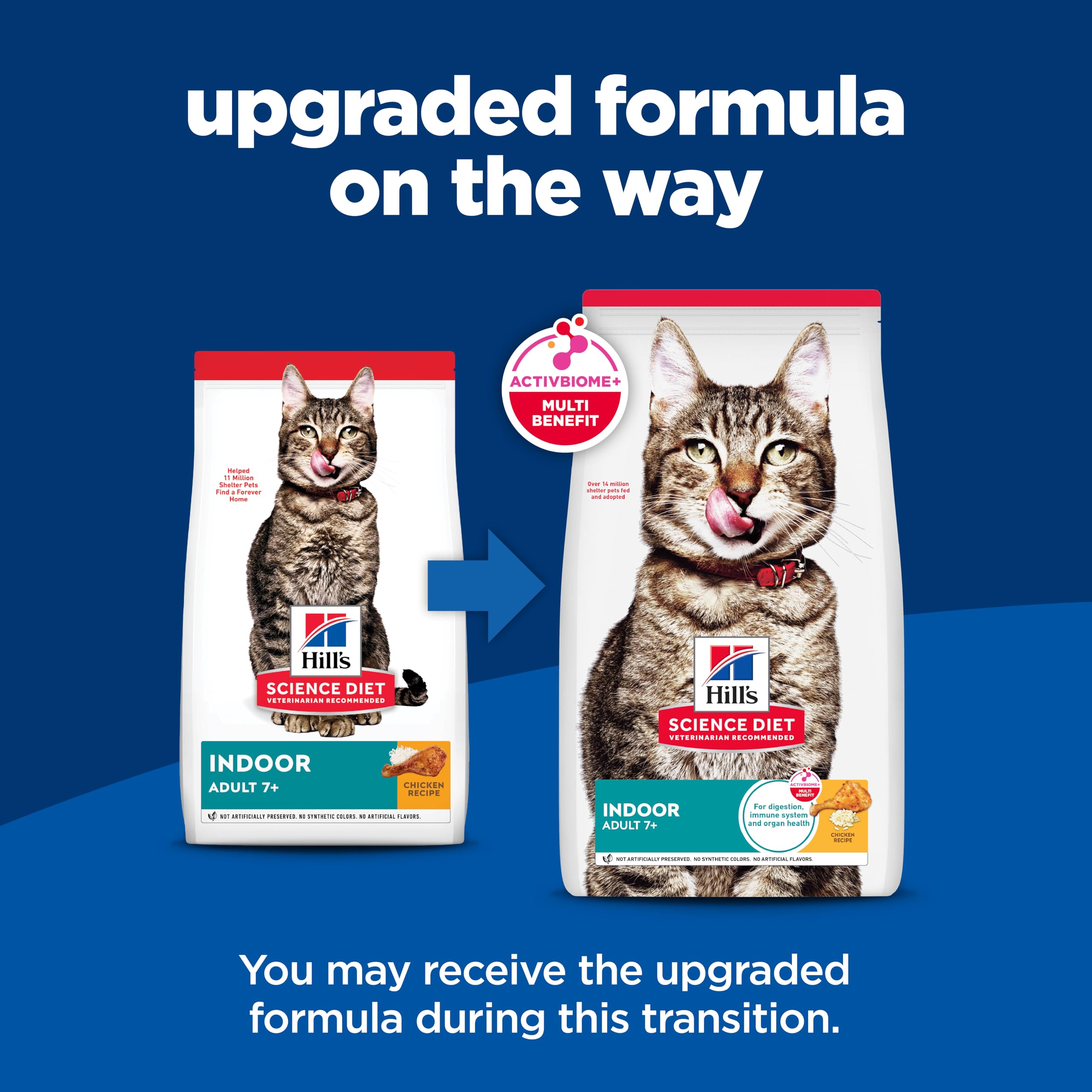 Hill's Science Diet Indoor Senior Adult 7+ Dry Cat Food - Chicken Recipe for Easy Litter Box Cleanup - 15.5 lb Bag - Perfect for Mature Indoor Cats & Senior Cat Care