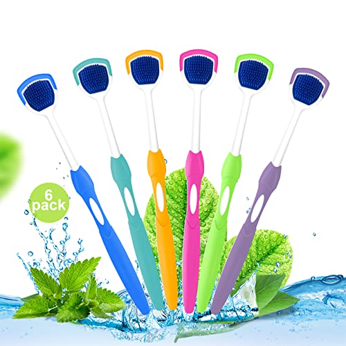 Premium Tongue Scraper for Adults - 6 Pack Stainless Steel Tongue Cleaner & Fresh Breath Brush - Oral Hygiene Kit for Bad Breath, White Tongue & Bacteria Removal - Perfect for Daily Dental Care & Travel Essentials