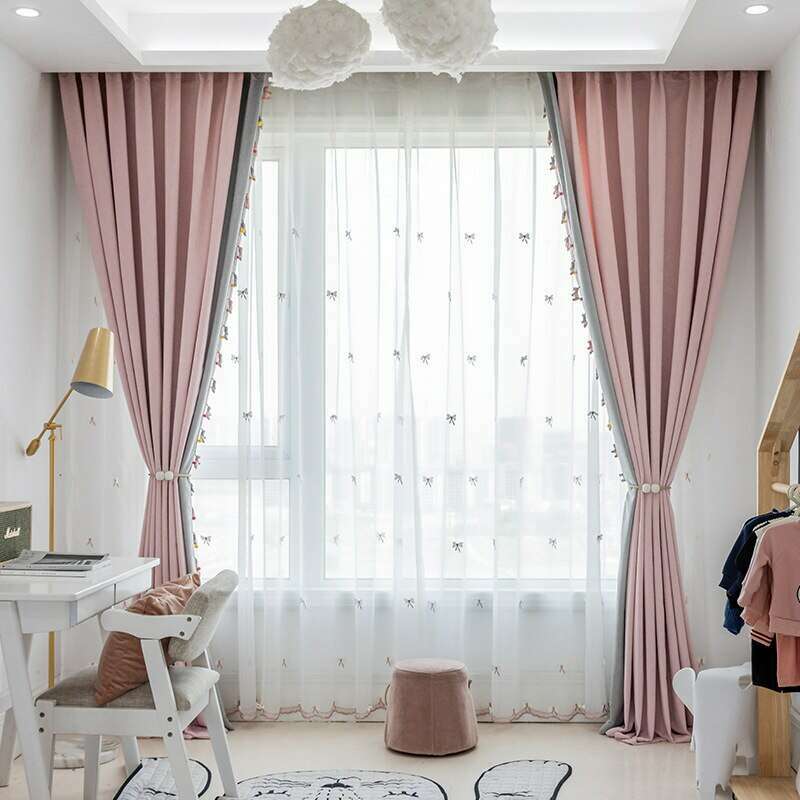 T.B. London Pink and Gray Pony Lace Curtains - Elegant Sheer Window Drapes for Living Room, Bedroom & Nursery Decor