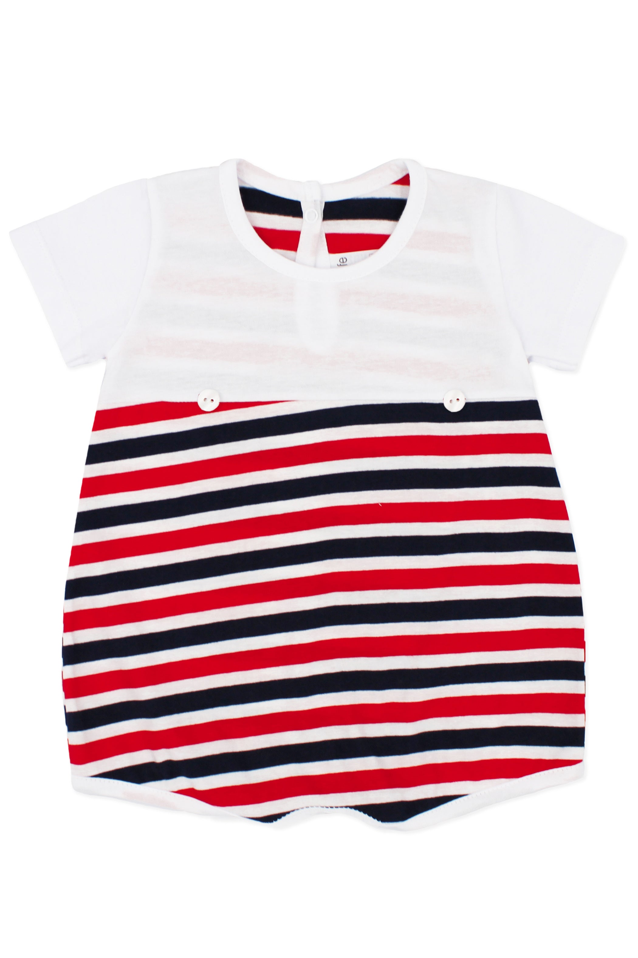 Jose Red & Navy Striped Romper for Women - Casual Summer Jumpsuit with Pockets | Perfect for Beach, Vacation & Outdoor Activities