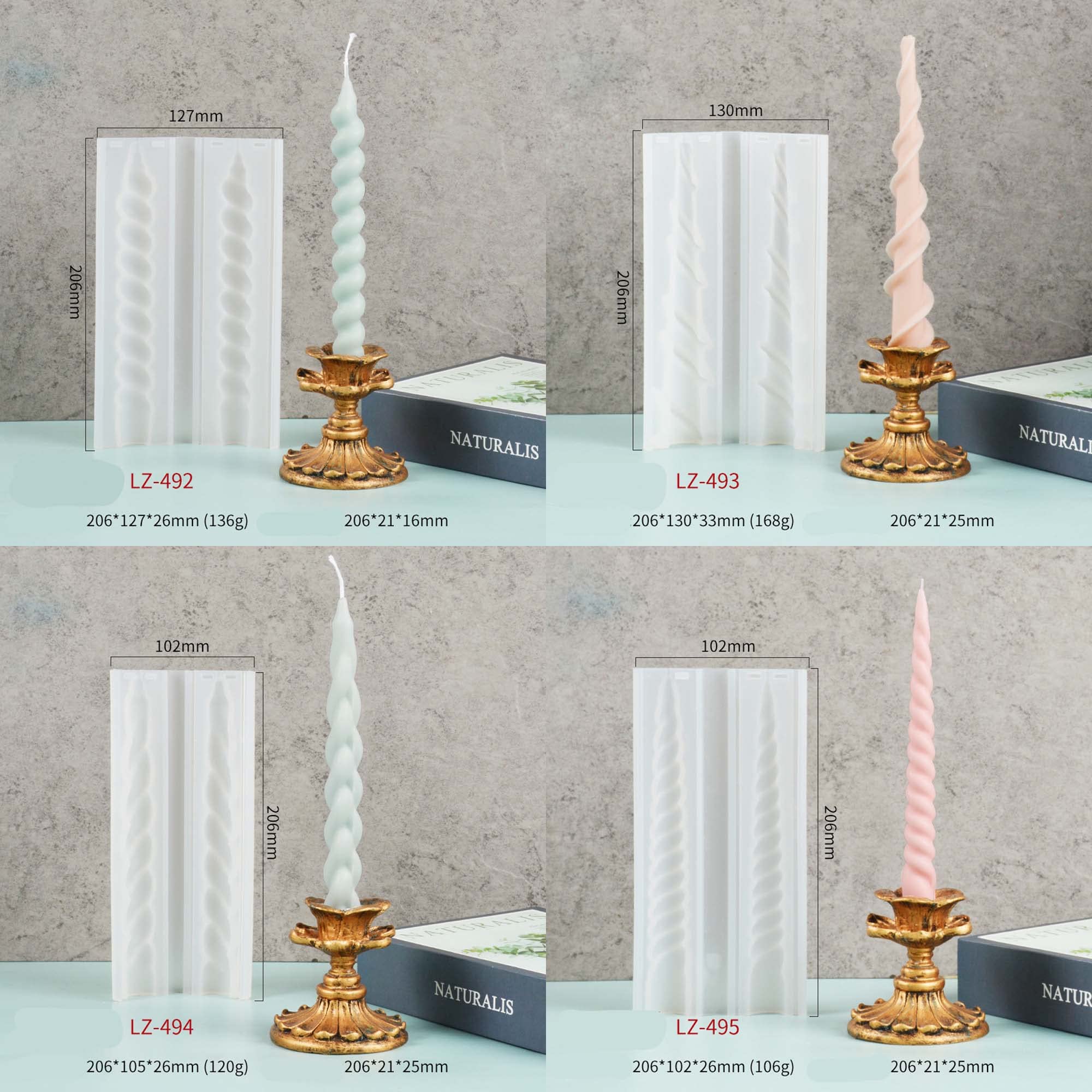 8-Piece Spiral Candle Molds Set - DIY Cylinder, Pillar, Clay & Resin Casting Molds for Candle Making, Soap Crafting & Home Decor Projects