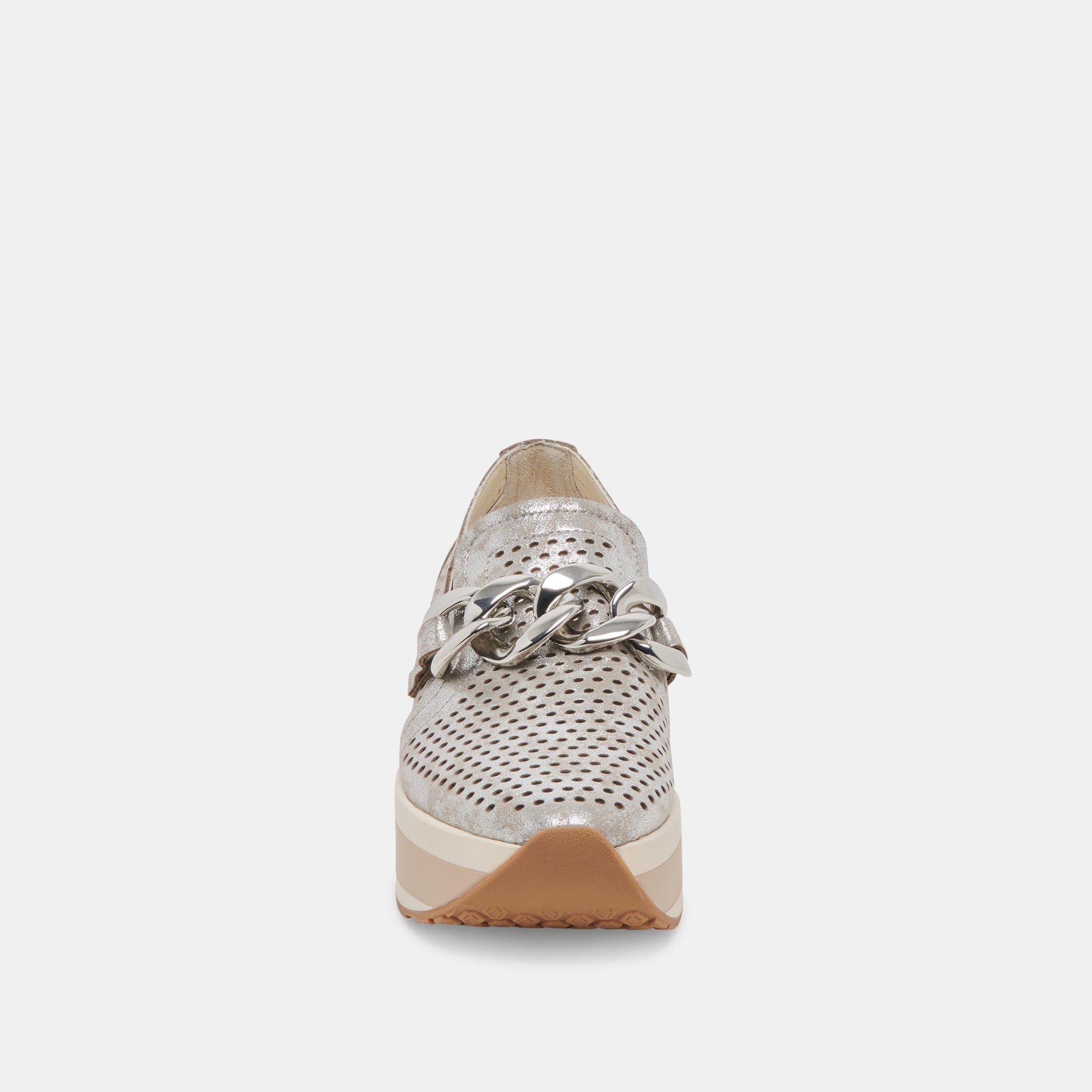 JHENEE Silver Nubuck Perforated Sneakers - Breathable Lightweight Women's Casual Shoes for Walking, Running & Everyday Wear