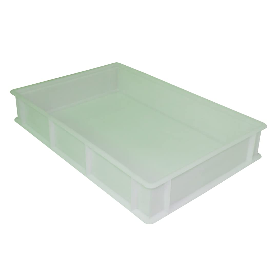 10-Pack Stackable Pizza Dough Proofing Trays - 60x40x10cm White PP Plastic Bread Bakery Containers with Reinforced Ribs for Dough Rising & Storage - Perfect for Pizzerias, Bakeries & Home Baking