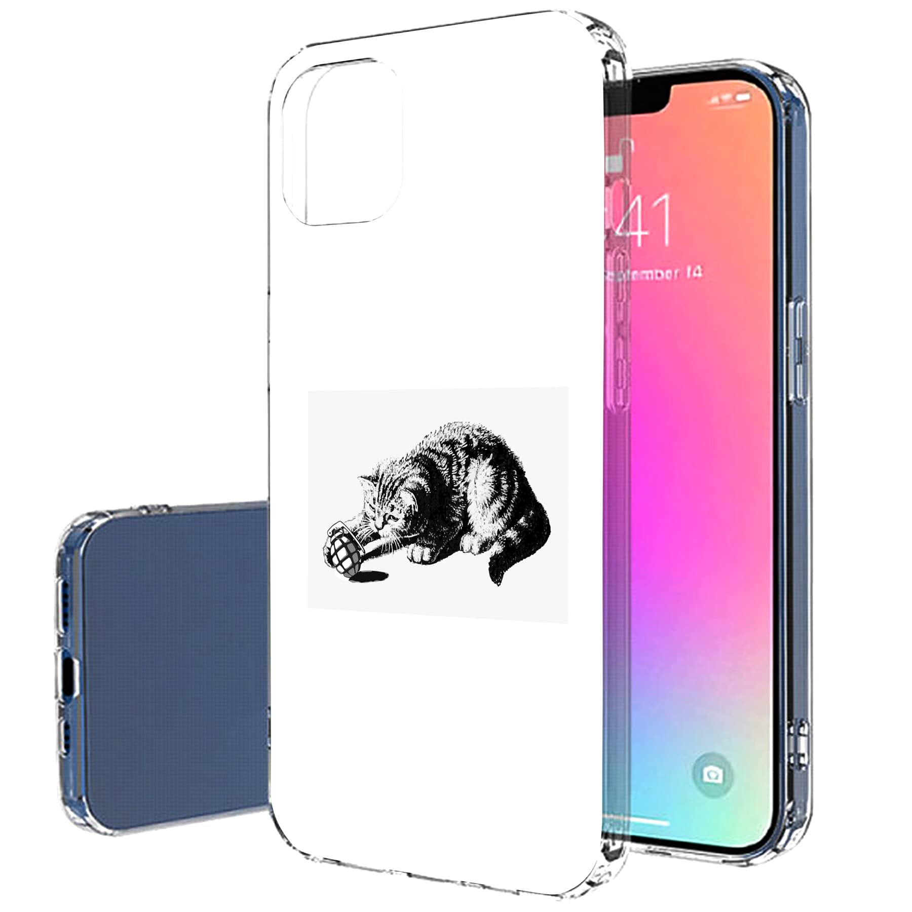 Slim Thin Gel TPU Case for Apple iPhone 13 Pro Max - Lightweight Flexible Soft Anti-Scratch Cat Grenade Print Cover | Made in USA | Perfect for Everyday Protection & Stylish Look