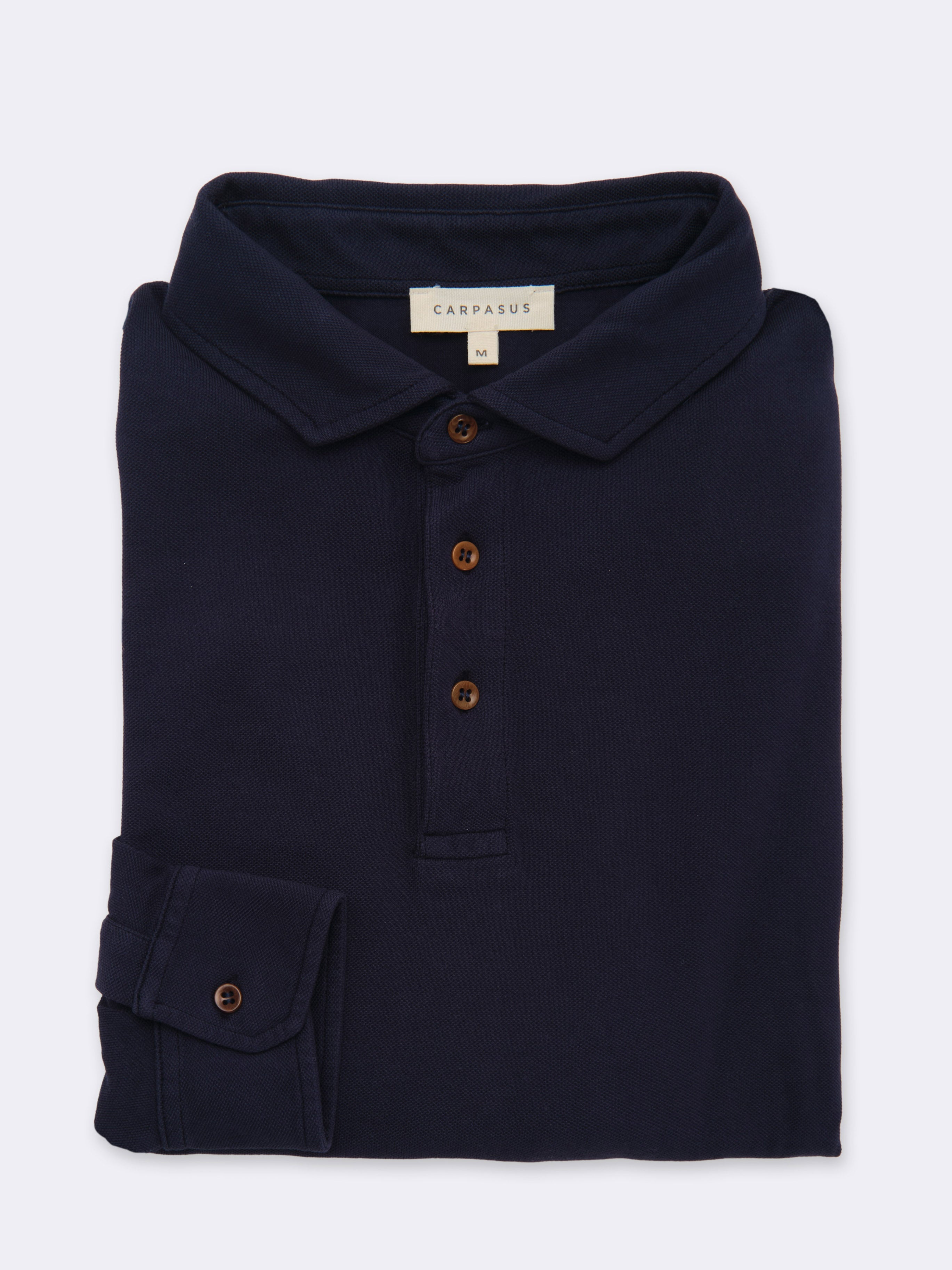 Men's Classic Polo Shirt - Cavalo Long Marine Blue - Breathable Cotton Blend for Casual & Business Wear - Perfect for Golf, Office & Outdoor Activities