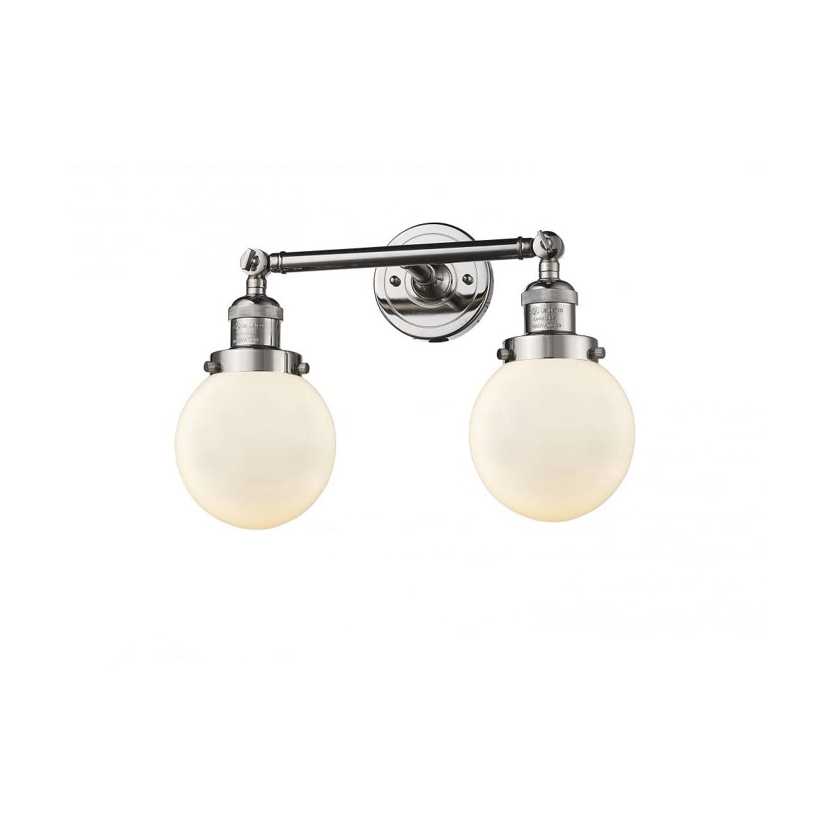 Vintage Dimmable LED Bathroom Light Fixture - 2-Light Polished Nickel Finish, Energy Efficient LED Vanity Light for Bathroom Mirror, Perfect for Modern and Classic Home Decor