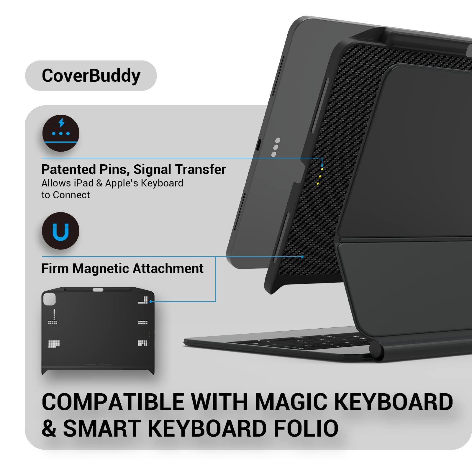 SwitchEasy CoverBuddy iPad Pro 12.9 Case (2021-2022) with Pencil Holder - White | Works with Magic Keyboard for Office & Study