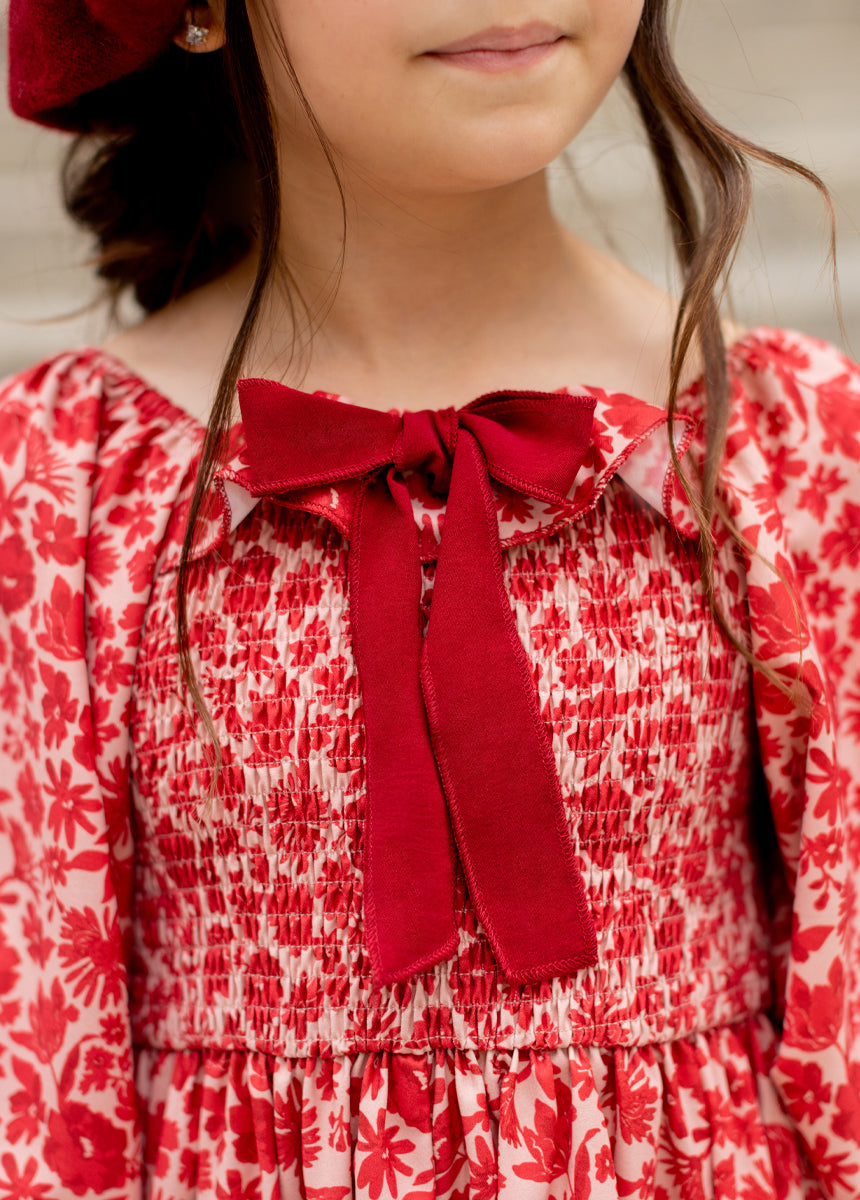 Odina Floral Print Dress in Red - Elegant Summer Dress for Women, Perfect for Beach Vacations, Parties & Casual Outings