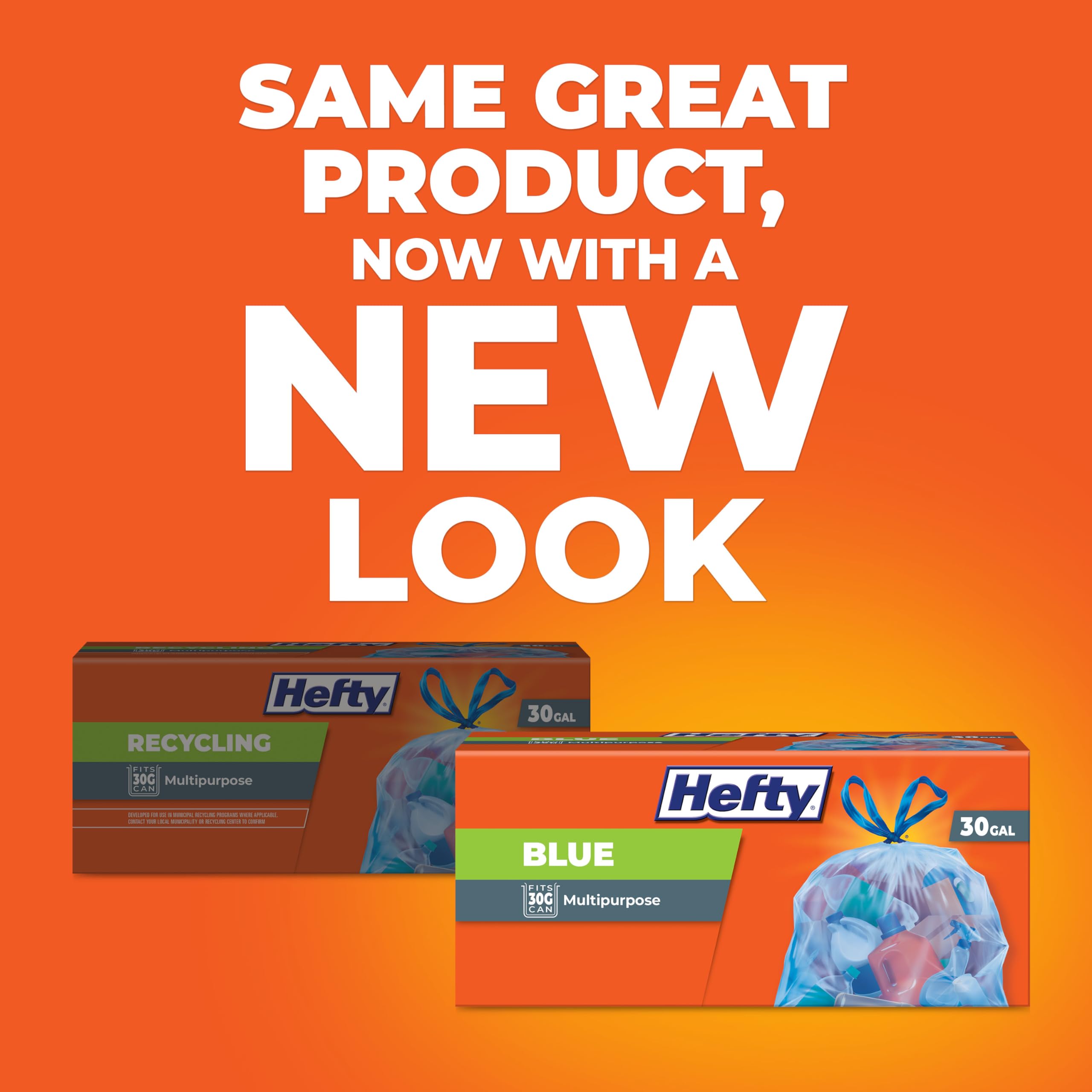 Hefty Blue 30 Gallon Trash Bags - 36 Count | Heavy Duty, Leak Proof | Perfect for Kitchen, Garage & Outdoor Waste Disposal