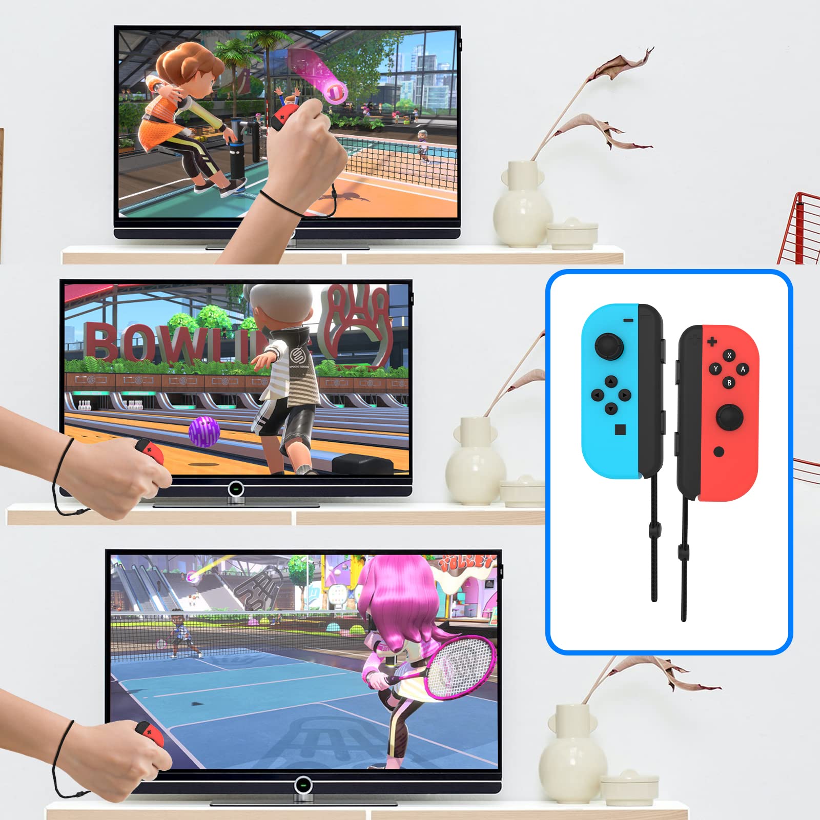Switch Controller Wrist Strap - 1 Pair Black for Secure Gaming