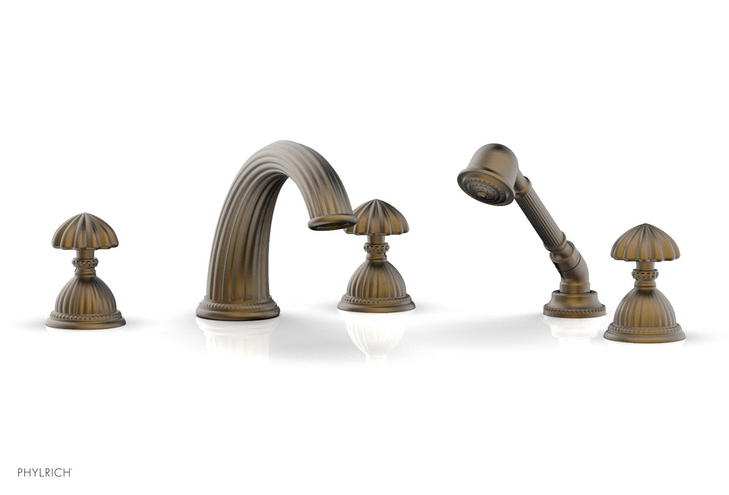 GEORGIAN & BARCELONA Deck Mounted Bathtub Faucet Set with Round Handles and Hand Shower K2361P1 - Perfect for Modern Bathroom Renovation and Spa-Like Experience
