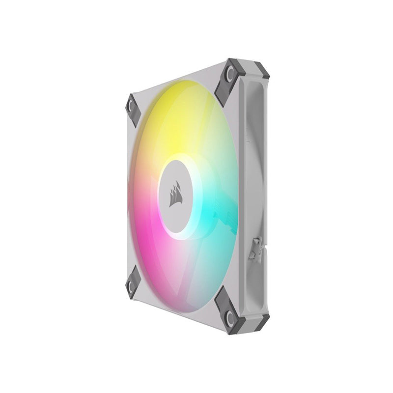 Corsair AF120 RGB SLIM WHITE 120mm x 15mm Fluid Dynamic RGB LED Fan - Dual Pack with Lighting Node CORE - Perfect for PC Case Cooling and Custom RGB Lighting Setup