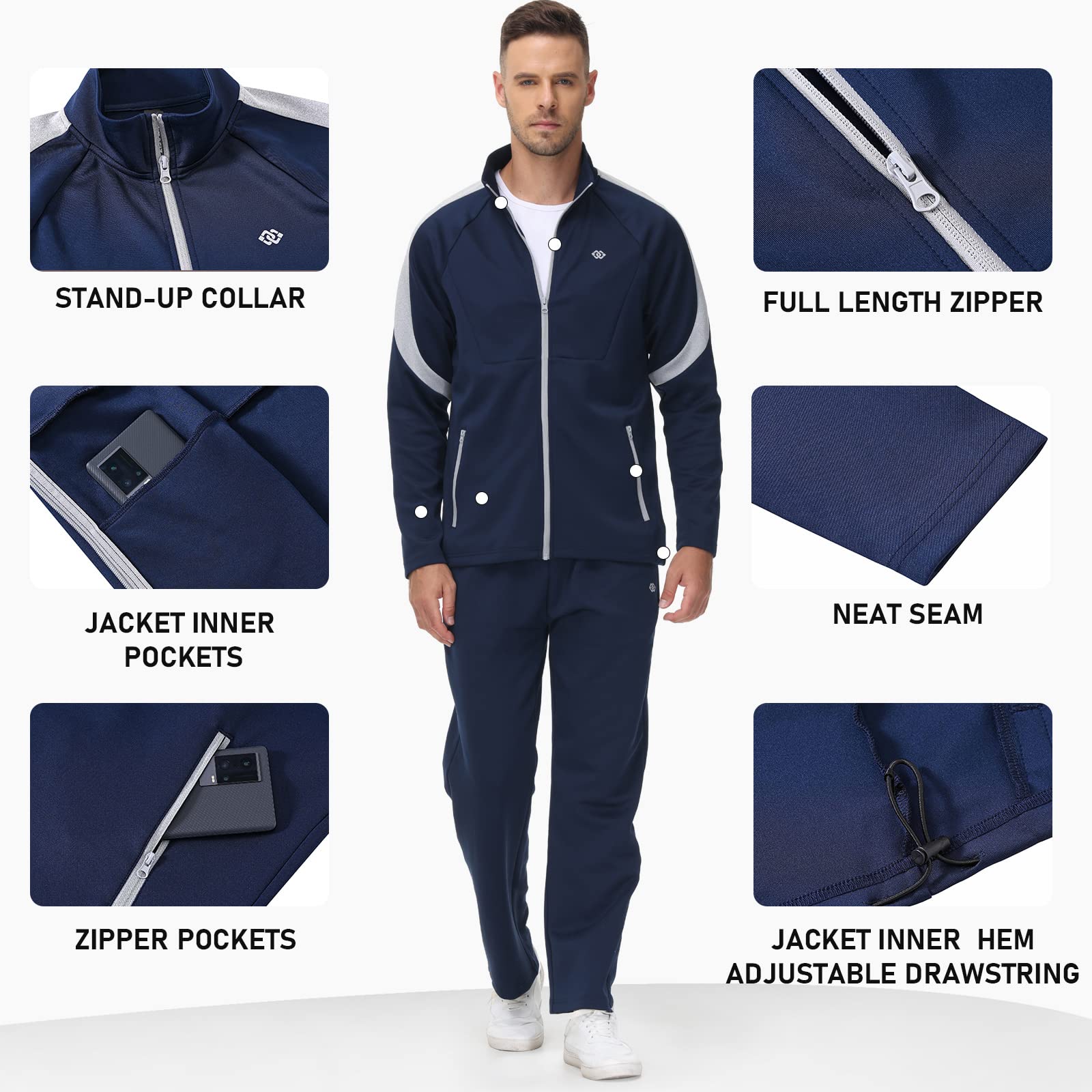 MoFiz Men's Tracksuit Set - Gym Workout Jogging Running Sweatpants & Hoodie with Zip Pockets | Athletic Sportswear for Fitness Training, Casual Wear & Outdoor Activities