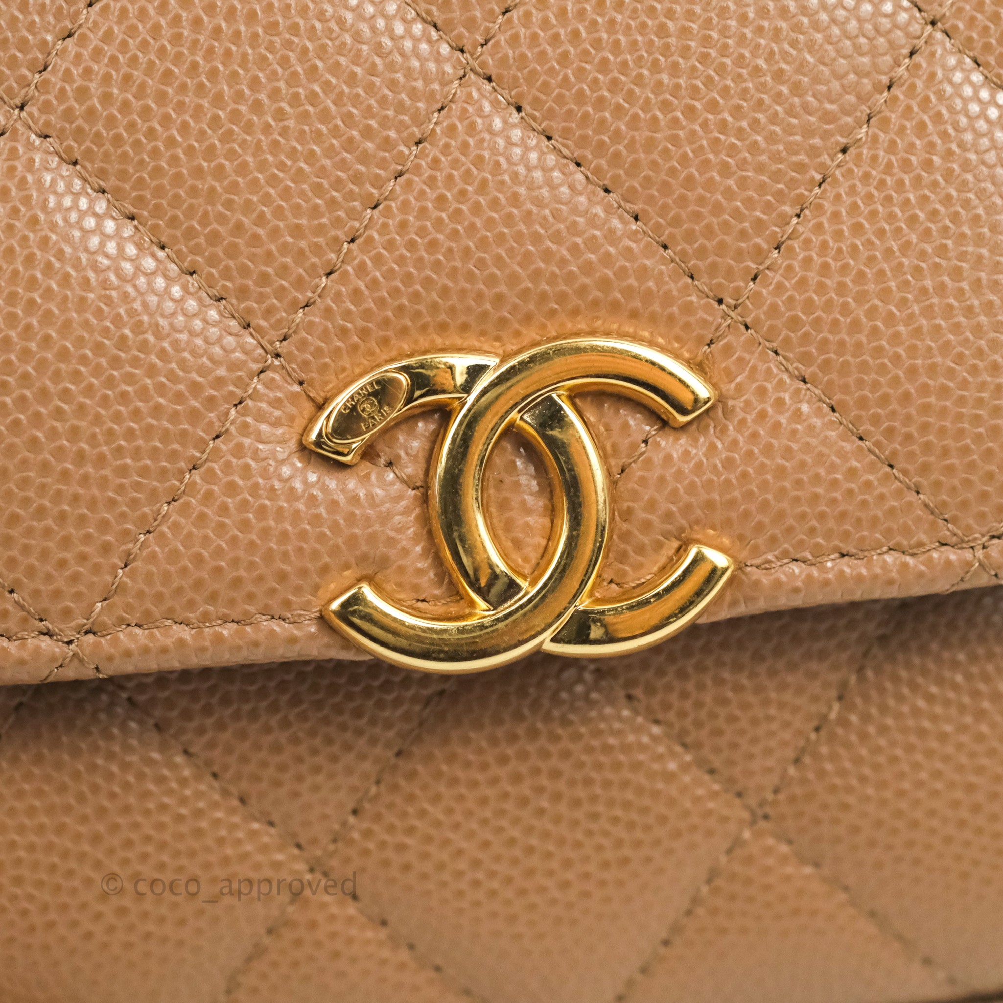 Chanel CC Chain Clutch Bag in Beige Caviar Leather with Gold Hardware - Perfect for Evening Parties & Luxury Events