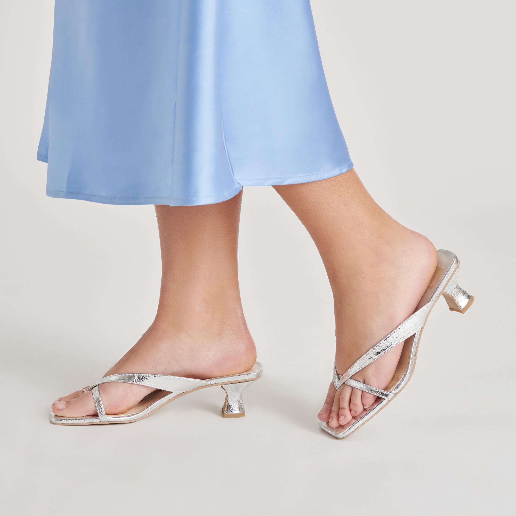 BREVEL Women's Silver Distressed Leather Heels - Stylish High Heels for Parties, Weddings & Evening Events