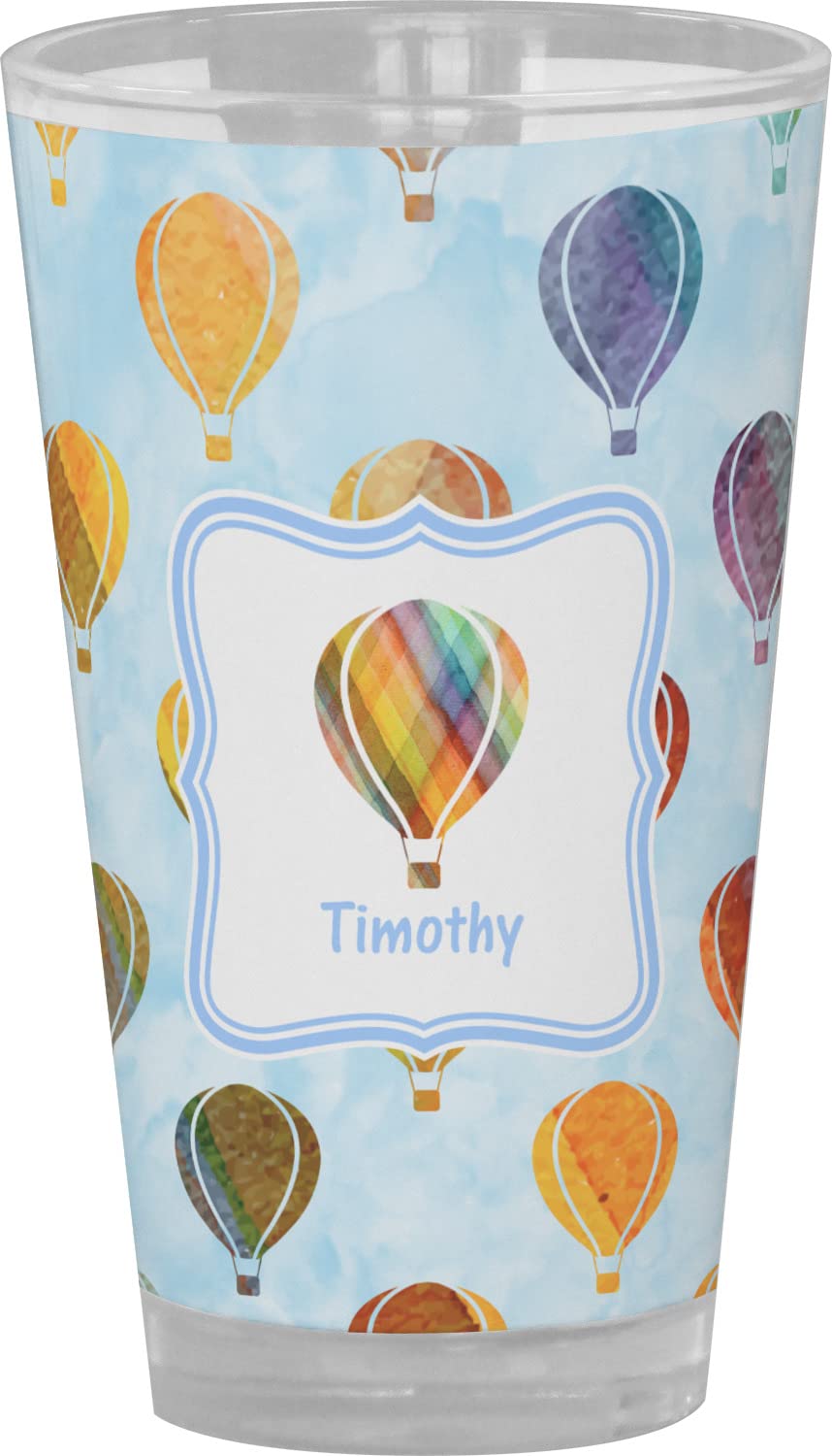 Personalized Watercolor Hot Air Balloons Pint Glass - Custom Full Color Design - Perfect for Beer, Cocktails & Gifts for Weddings, Birthdays & Anniversaries