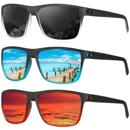 (3 Pack) Black Clear & Black/Black Blue & Blue/Black Red & Red