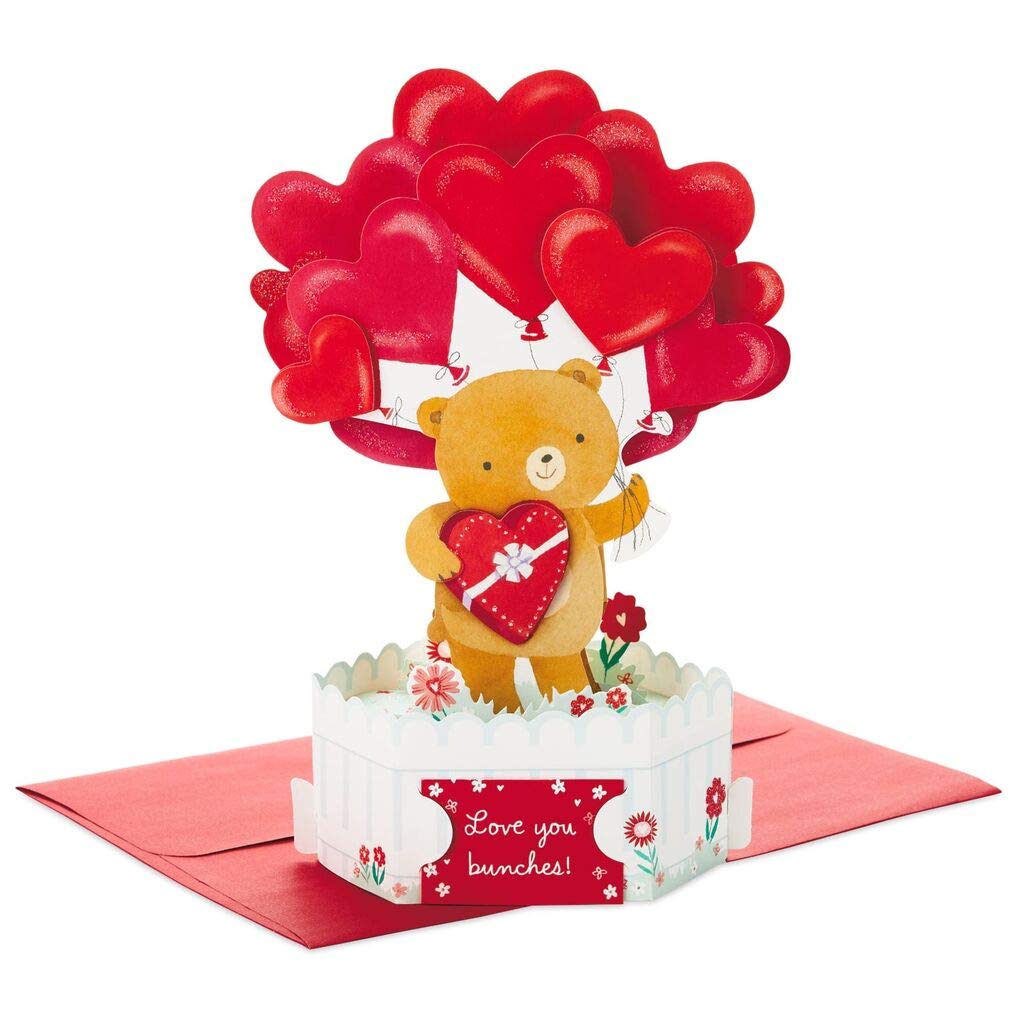3D Pop-Up Valentine's Day Card - Paper Wonder Love You Bunches Bear With Balloons | Romantic Gift for Couples, Anniversary & Special Occasions