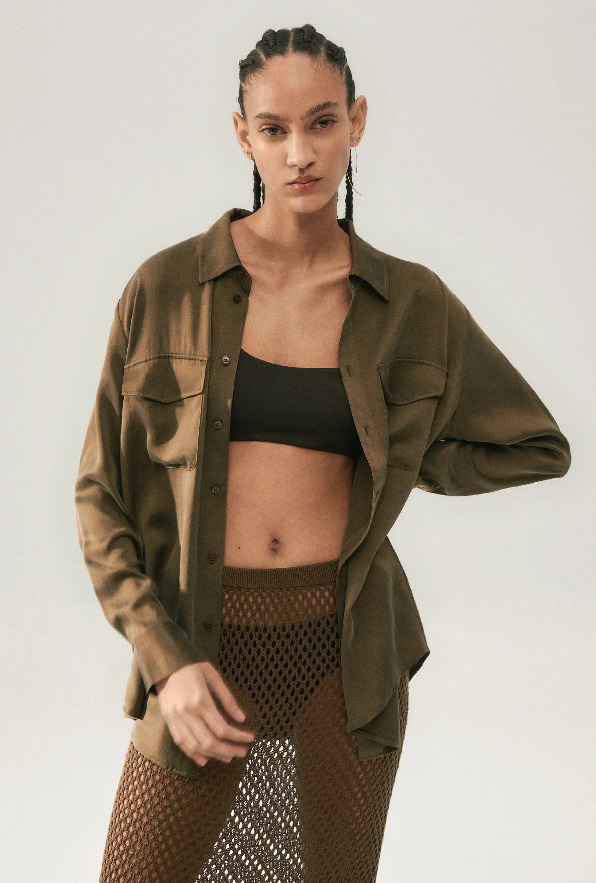Stylish Boyfriend Shirt in Dark Earth - Comfortable Oversized Women's Top for Casual Wear & Layering
