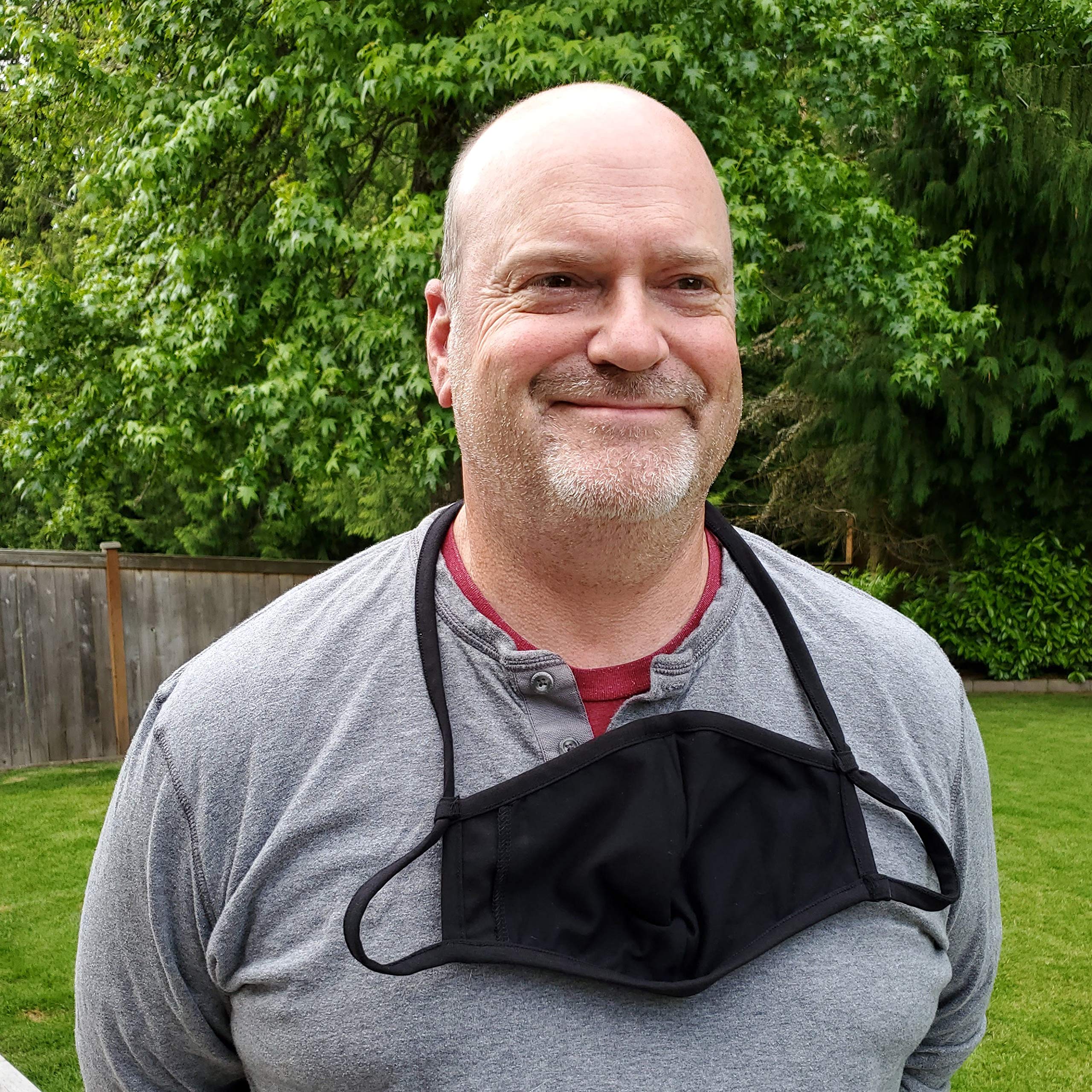 Black Adjustable Cotton Face Mask for Adults - XL Size with Built-in Lanyard | 2-Layer Soft T-Shirt Material | Washable & Reusable | Made in USA | Perfect for Work, Travel & Daily Protection