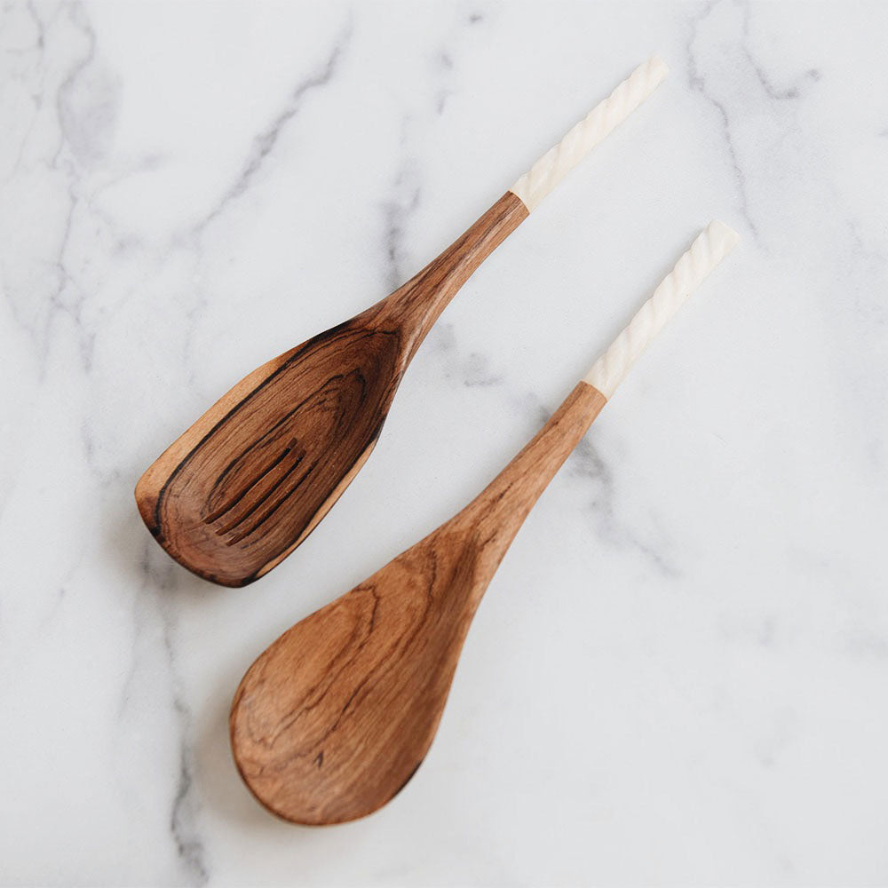 Stainless Steel Salad Servers Set - 2 Piece Salad Tongs & Spoon for Serving - Perfect for Fresh Salads, Pasta, Fruit & Party Buffets