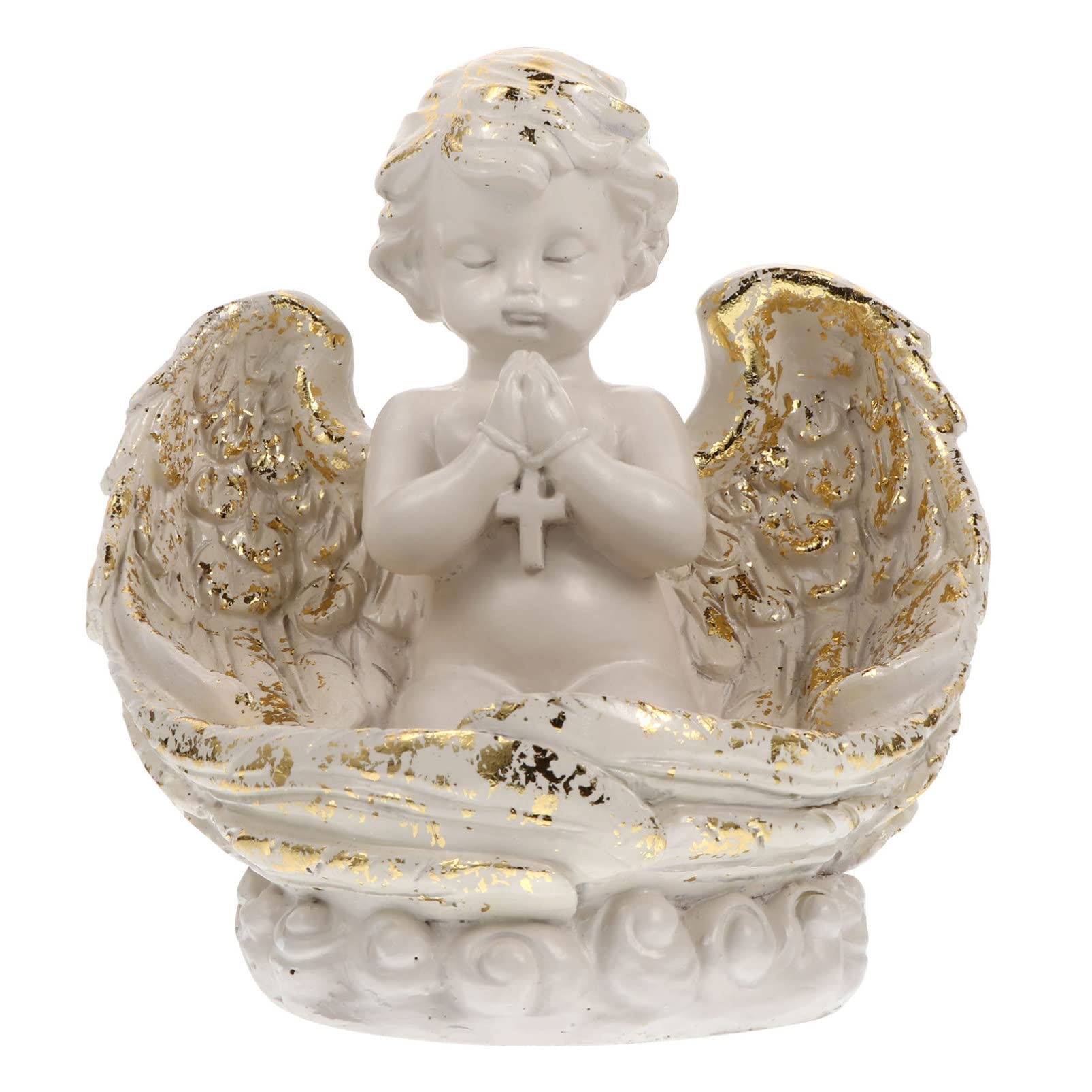 Veemoon Angel Wings Tealight Candle Holder - Decorative Prayer Figurine for Home, Wedding, Church & Baptism Decor - Memorial Keepsake Gift for Spiritual Spaces