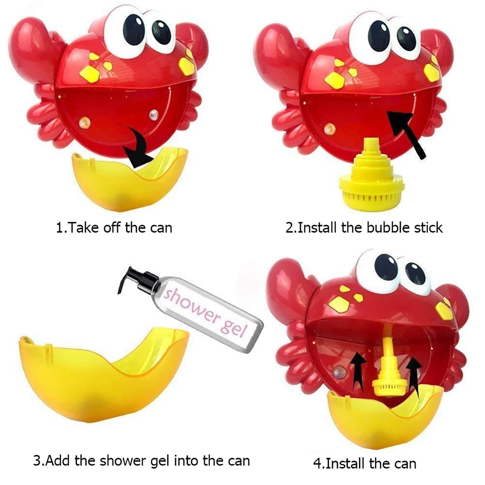 Automatic Crab Bubble Blower Toy for Kids - 12 Baby Songs, Fun Bath & Shower Toy for Toddlers - Perfect for Pool Parties, Beach Days & Bathtime Play