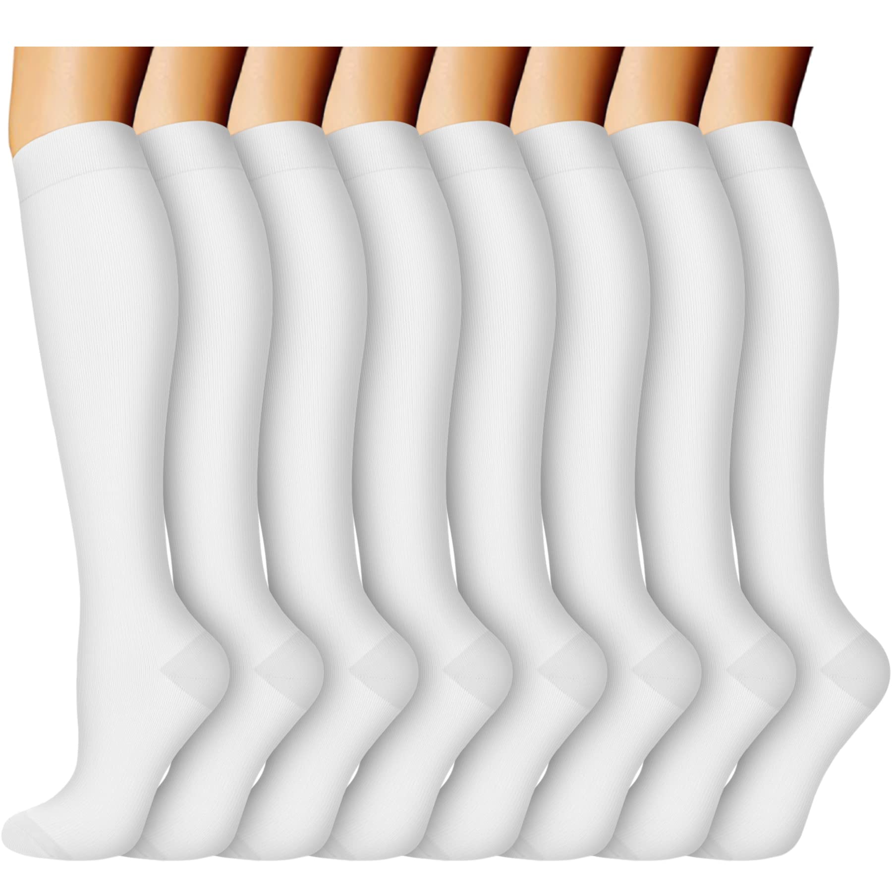 ACTINPUT 8 Pairs Medical Grade Compression Socks for Women & Men - 20-30mmHg Support Stockings for Running, Athletic, Travel & Varicose Vein Relief - Perfect for Nurses, Athletes & Frequent Flyers
