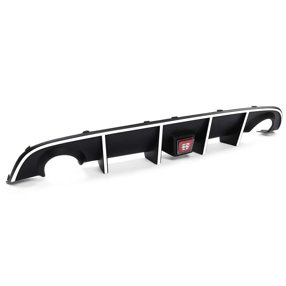 IKON MOTORSPORTS Rear Bumper Lip Diffuser with LED Brake Light & Reflective Tape - Compatible with 2015-2023 Dodge Charger SRT | Aggressive Style Upgrade for Street Racing & Car Shows