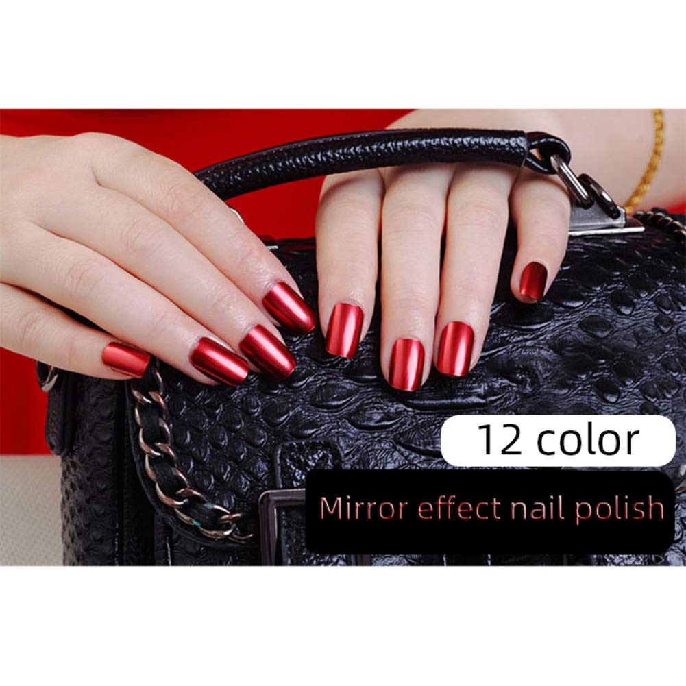 18ml Metallic Mirror Effect Nail Polish - Long-Lasting Silver Glitter Varnish, Non-Peelable & Shiny Finish | Perfect for Parties, Weddings, and Special Occasions