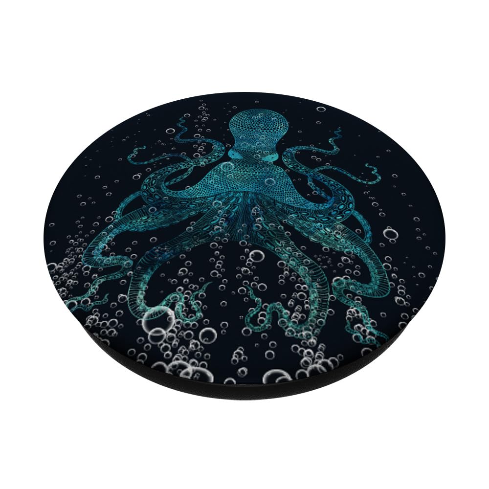 Underwater Octopus Watercolor Phone Stand - PopSockets & PopGrip Compatible - Perfect for Desk, Travel, and Hands-Free Video Calls