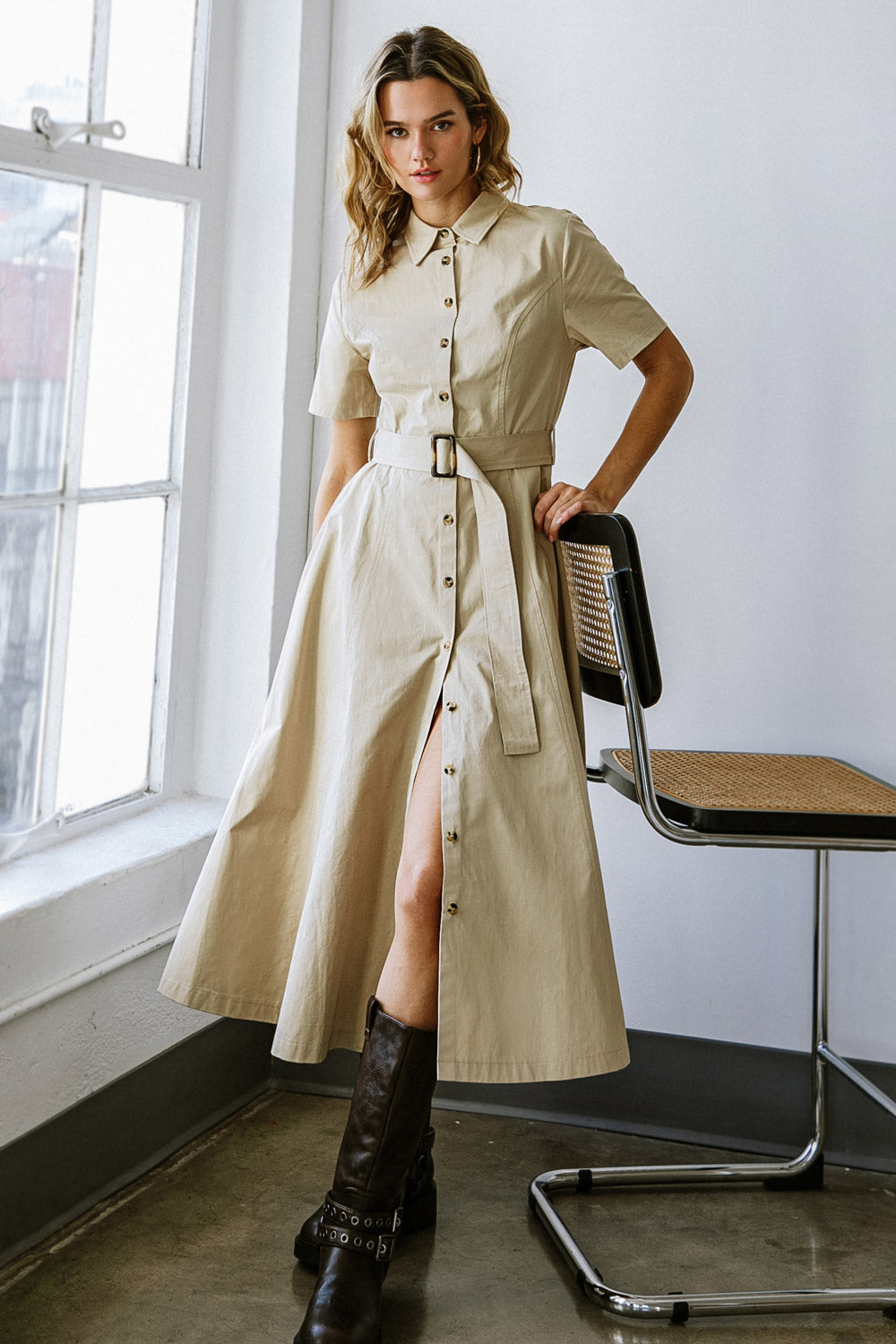 Lucky Me Button Down Dress for Women - Stylish Casual & Office Wear - Perfect for Work, Dates, and Everyday Outfits