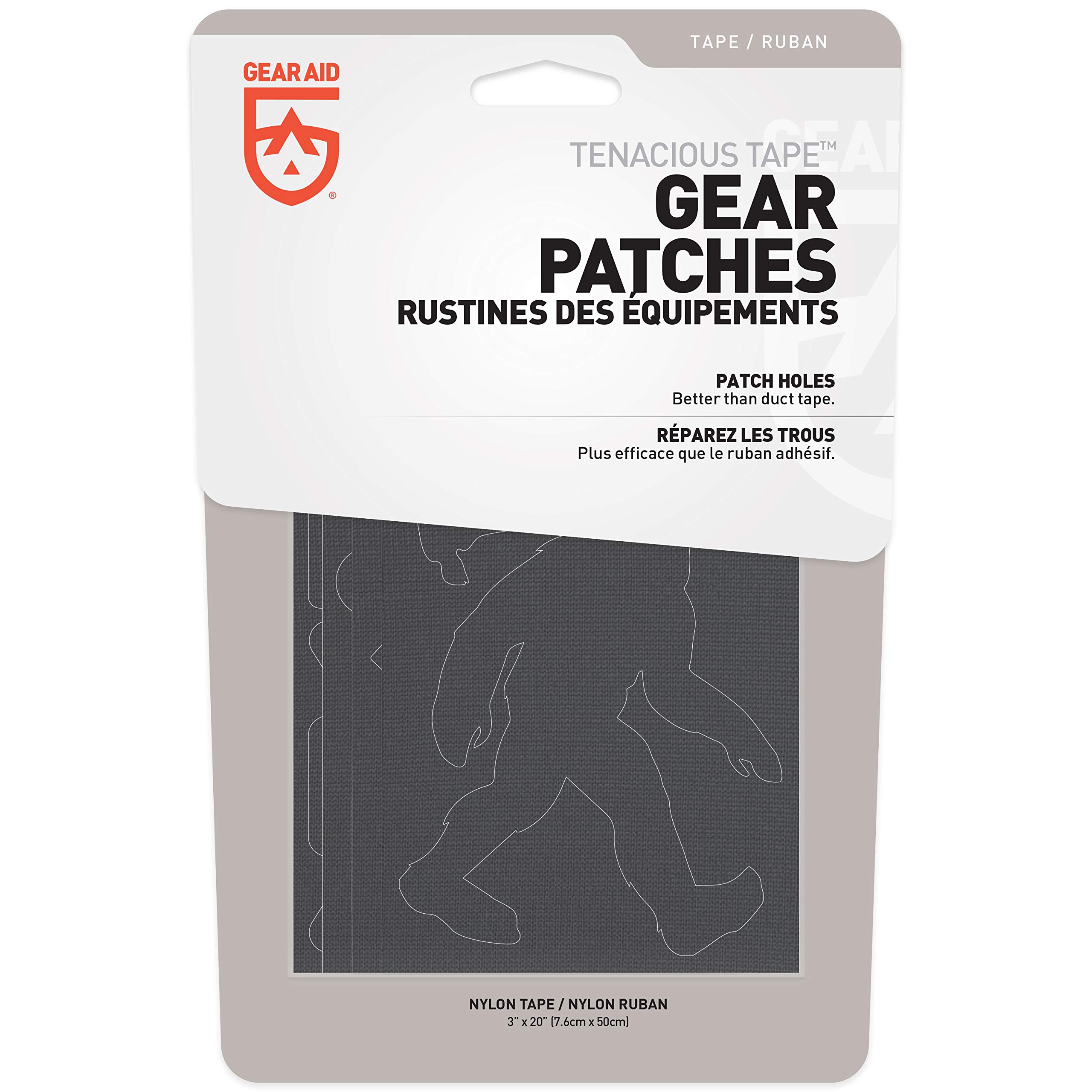 GEAR AID Tenacious Tape Gear Patches - Durable Fabric Repair Tape for Jackets, Tents & Outdoor Gear - Waterproof & Washable for Camping, Hiking & Travel