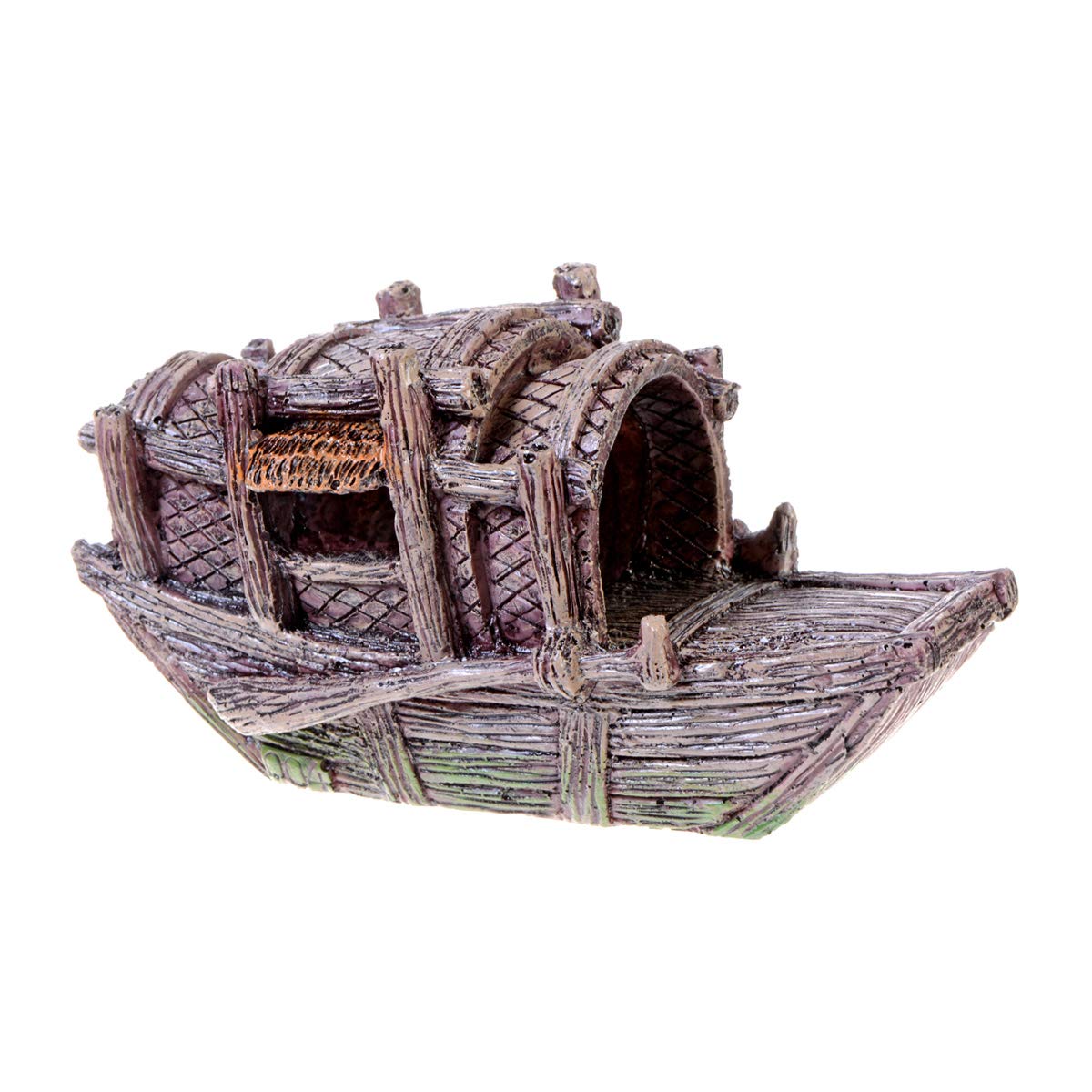 SAIM Resin Canoe Boat Aquarium Ornament - Small Fish Tank Decoration for Aquatic Landscape | Perfect for Freshwater & Saltwater Tanks, Home Office Decor