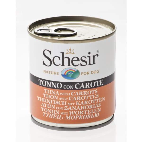 Schesir Tuna with Carrots Canned Dog Food 285g - Grain-Free Wet Food for Small & Medium Dogs - Perfect for Mealtime & Training Rewards