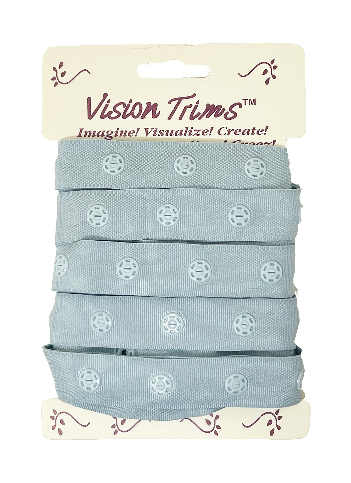 2 Yards Plastic Snap Button Polyester Tape Ribbon - Hook & Eye Fastener for Baby Clothes, Duvet Sewing, Renaissance Costumes & Lingerie (Baby Blue, SP8-2) - Perfect for DIY Crafting, Dance Costume Accessories & Home Drapery Projects
