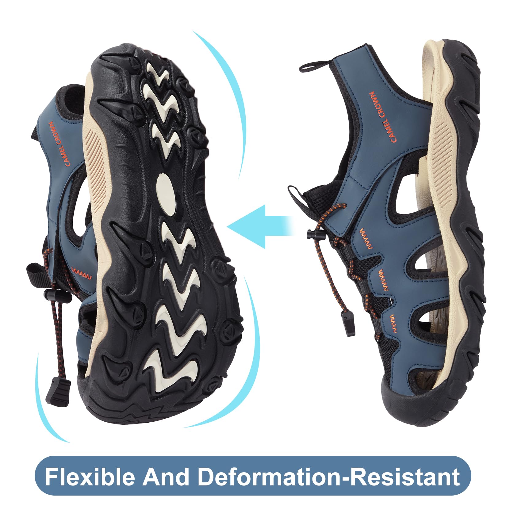 CAMEL CROWN Men's Hiking Sandals - Anti-Slip Water Shoes with Arch Support for Beach & Camping