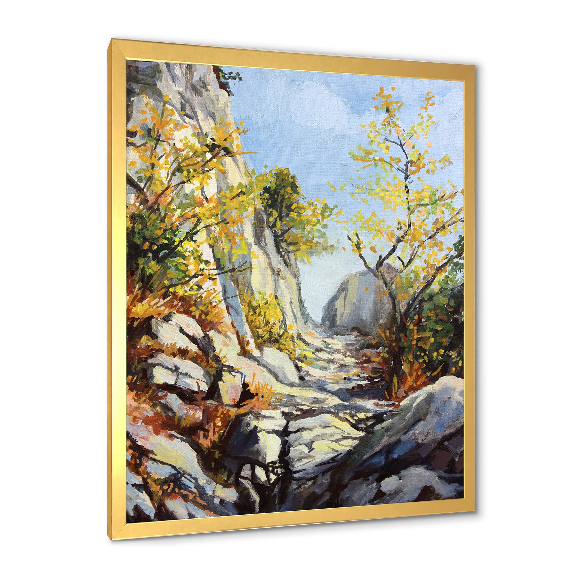 DesignQ Autumn Marble Path Traditional Framed Wall Art - Elegant Home Decor for Living Room, Bedroom & Office