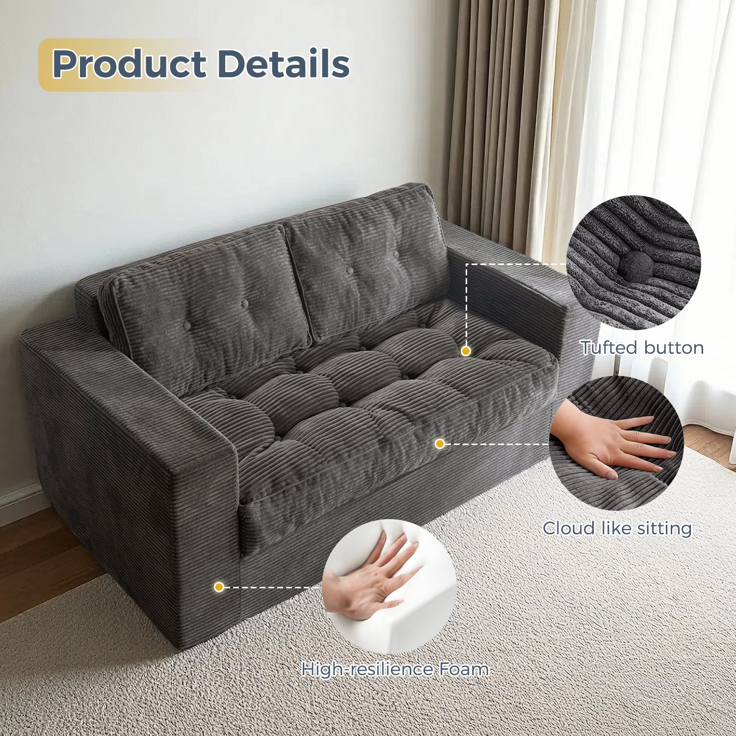 MAXYOYO Large Bean Bag Chair - Dark Grey Oversized Bean Bag Couch for Adults, Kids Bedroom & Living Room Furniture | Perfect for Lounging, Gaming, Movie Nights & Relaxation