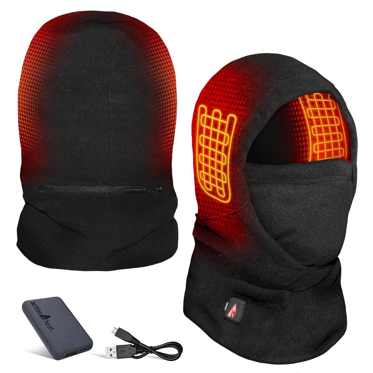ActionHeat 5V Battery Heated Fleece Balaclava Face Mask for Men & Women - Winter Warm Unisex Heated Hat for Skiing, Snowboarding & Outdoor Activities