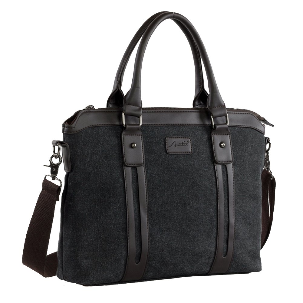 Hflove Trendy Men's Canvas Messenger Bag - Casual Business Laptop Briefcase for Work, Travel & Daily Commute - Durable Water-Resistant Crossbody Shoulder Bag