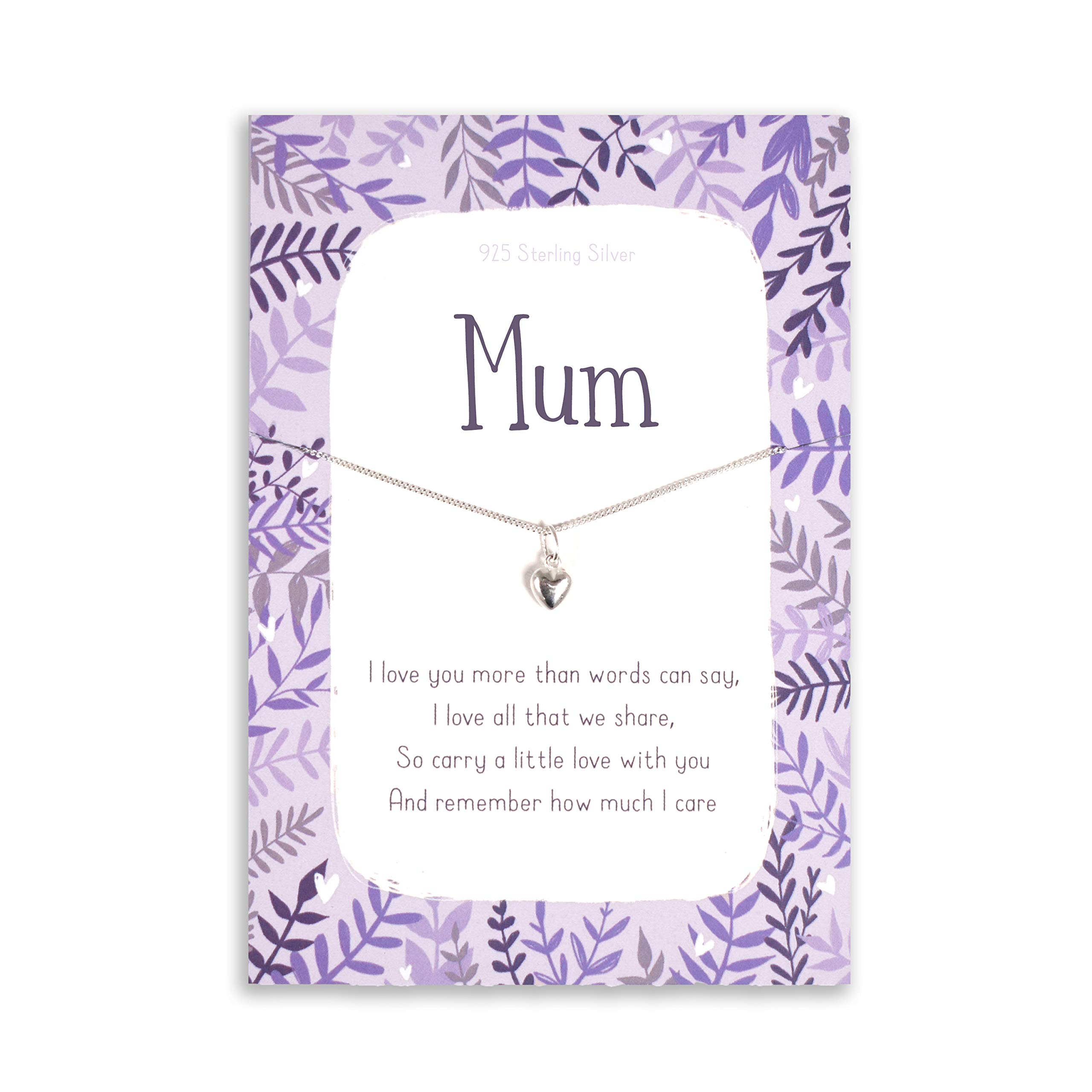 Sterling Silver Heart Necklace for Mom - Elegant Pendant & Chain Set - Perfect Gift for Mother's Day, Birthday, or Christmas from Son or Daughter - Thoughtful Present for Women - Best Gift for Mother, Mum, Mummy - Ideal for Special Occasions, Anniversaries, and Everyday Wear