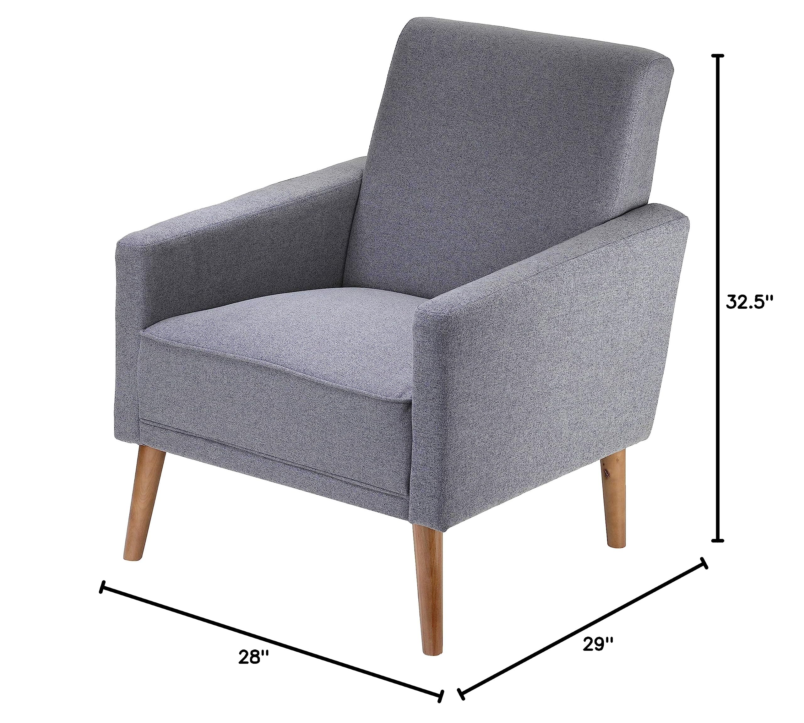 Cortesi Home Ayden Mid-Century Modern Armchair - Stylish Accent Chair for Living Room, Bedroom & Office - Comfortable Upholstered Lounge Chair with Wooden Legs - Perfect for Reading Nook, Home Decor & Interior Design
