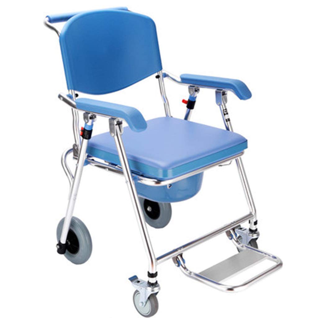 LZLYER Portable Shower Chair with Wheels - Foldable Bathtub Toilet Seat Stool for Elderly, Waterproof Commode Chair for Seniors & Disabled - Durable Rolling Shower Wheelchair for Bathroom Safety (Ideal for Elderly Care, Post-Surgery Recovery & Home Healthcare)