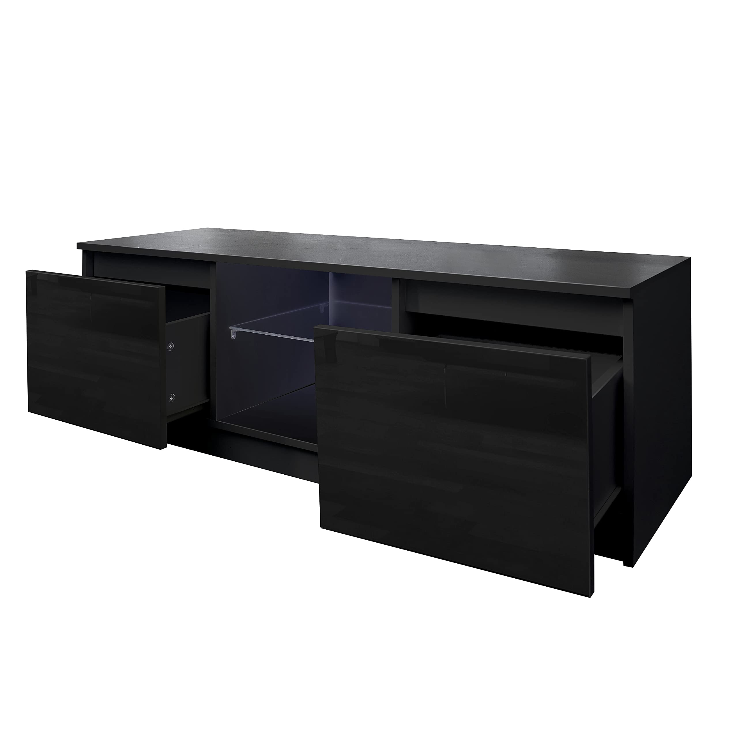Wholesale Black TV Stand with LED Lights - Durable Modern TV Cabinet for Living Room, Bedroom & Home Theater